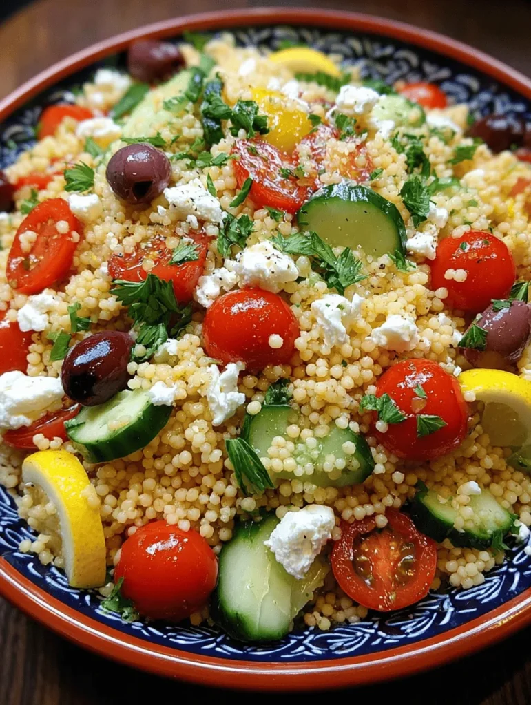 Discover the vibrant flavors of Mediterranean Couscous Salad, a fresh and healthy dish perfect for any occasion. Bursting with colorful vegetables, herbs, and a zesty dressing, this salad is not only delicious but also packed with nutrients. Ideal as a side dish or a light meal, it’s easy to prepare and great for meal prep. Elevate your dining experience and please your taste buds with this delightful recipe that brings the Mediterranean to your table!