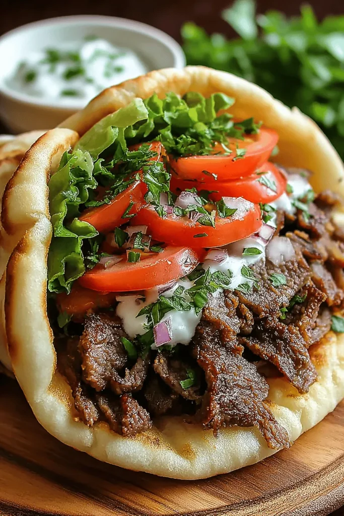 Experience the mouthwatering taste of Savory Gyro Meat Delight and embark on a tantalizing journey through Mediterranean flavors. This easy-to-follow recipe features perfectly seasoned lamb, beef, or chicken cooked to perfection. Serve it in warm pita bread with fresh veggies and creamy tzatziki sauce for a delicious meal that will impress your family and friends. Perfect for weeknight dinners or gatherings, this dish is sure to become a favorite!