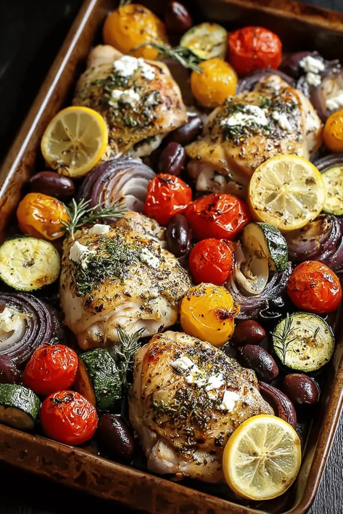 Discover the ease of cooking with this Greek-inspired sheet pan chicken recipe! Bursting with vibrant flavors from herbs, spices, and fresh vegetables, this one-pan wonder is perfect for busy weeknights. Enjoy tender chicken paired with roasted potatoes and colorful veggies for a nutritious and delicious meal. Simple to prepare and clean up, this dish brings the Mediterranean right to your dinner table. Try it today and elevate your weeknight dinners!