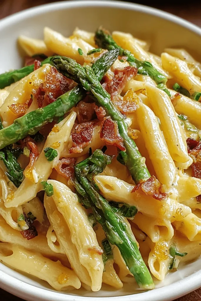Indulge in this delicious Pennette with Pancetta and Asparagus recipe that's perfect for any occasion. Featuring tender pasta tossed with crispy pancetta, fresh asparagus, and a dash of garlic, this dish is both satisfying and quick to make. Whether you're cooking for family or entertaining guests, this flavorful meal will impress everyone. Pin this recipe for a tasty dinner that brings cozy Italian vibes to your table! Easy, delicious, and a crowd-pleaser!