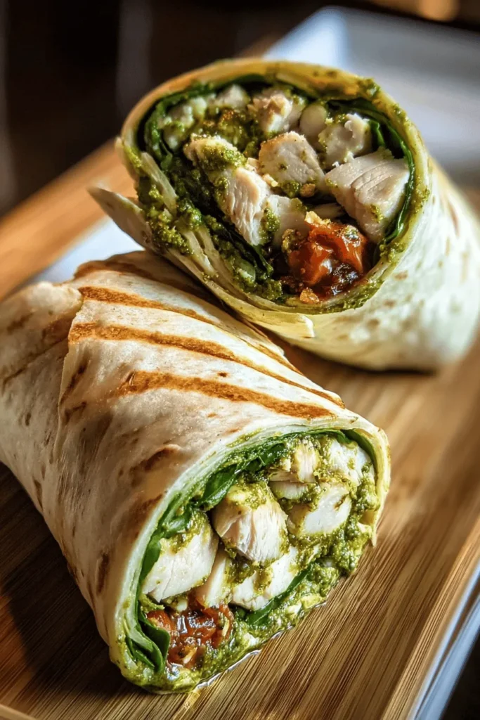 Looking for a quick and delicious meal? Try Chicken Pesto Wraps! This easy recipe combines tender chicken, fresh pesto, and vibrant veggies all wrapped up in a tortilla for a flavorful and satisfying dish. Perfect for lunch or dinner, these wraps are not only tasty but also healthy and versatile. Customize them with your favorite ingredients for a personal touch. Get ready to enjoy a delightful meal that's ready in minutes!