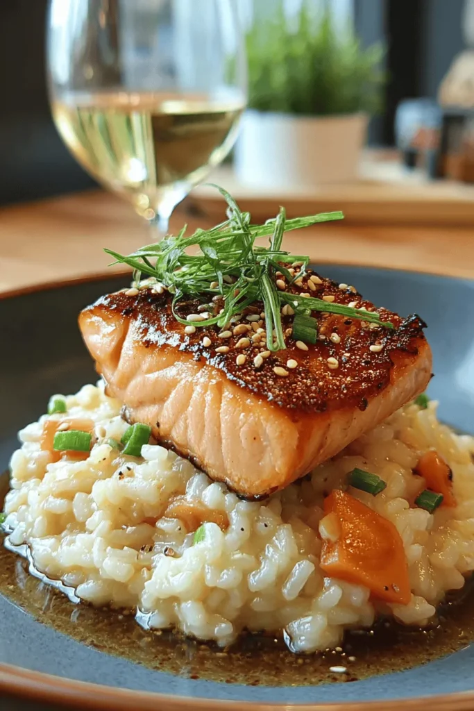 Discover the perfect blend of Japanese flavors in this Japanese Style Risotto with Seared Salmon. This delightful dish combines creamy risotto with umami-rich ingredients like miso and soy sauce, topped with perfectly seared salmon for a gourmet experience. Ideal for a cozy dinner or impressing guests, this recipe is a must-try for food enthusiasts. Elevate your cooking game and indulge in this unique culinary fusion that celebrates the best of both worlds.
