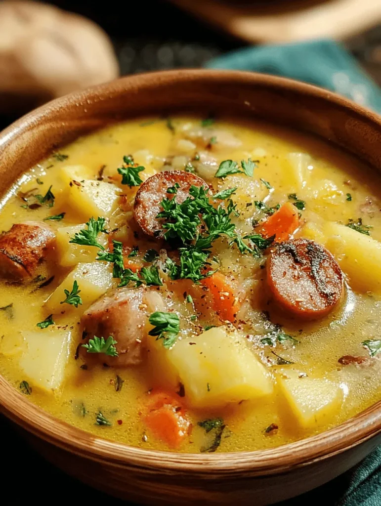 Savor the comforting flavors of Hearty Slow Cooker German Potato Soup with Sausages, a delicious blend of tender potatoes, savory sausages, and aromatic herbs. Perfect for chilly days, this easy recipe is a one-pot wonder that warms your soul with every bite. Simply set your slow cooker and let the magic happen! Ideal for family dinners or meal prep, this cozy soup will quickly become a favorite. Don't miss out on the taste of Germany at home!