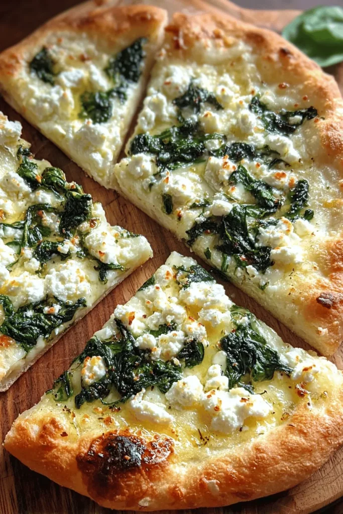 Indulge in the savory goodness of Greek Roasted Garlic Spinach White Pizza! This flavorful delight combines creamy cheese, fresh spinach, and aromatic roasted garlic for a heavenly pizza experience. Perfect for a cozy dinner or a gathering with friends, this dish is a crowd-pleaser that satisfies all cravings. Easy to make and bursting with Mediterranean flavors, discover your new favorite pizza recipe that brings a taste of Greece to your table!