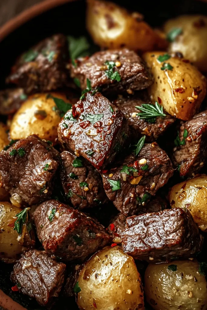Savor the deliciousness of Garlic Butter Steak Bites and Potatoes with this easy recipe! Perfect for a quick weeknight dinner or a special occasion, these tender steak bites cooked in a rich garlic butter sauce are paired with perfectly roasted potatoes for a satisfying meal. Discover simple cooking tips, flavor enhancements, and variations to make this dish your own. Pin this recipe now for a mouthwatering dinner idea your family will love!