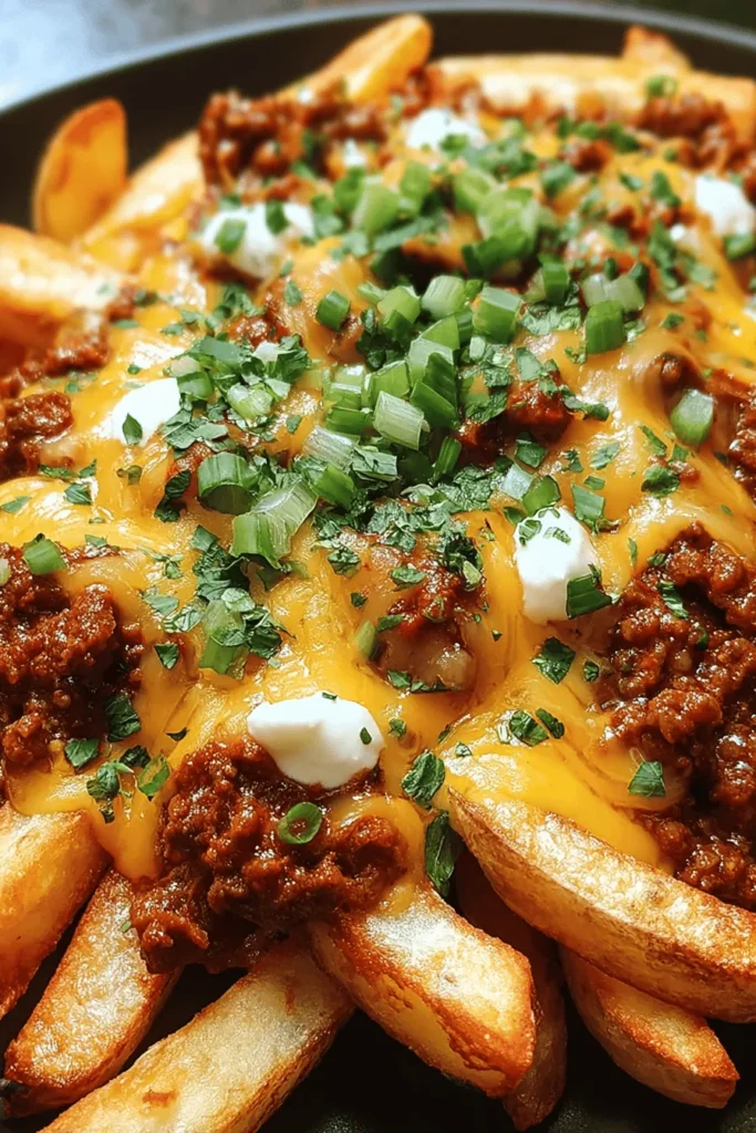 Indulge in the ultimate comfort food with spicy cheesy chili fries! This mouthwatering recipe combines crispy fries, zesty chili, and gooey cheese for a flavor explosion. Perfect for game day snacks, cozy nights in, or any occasion where you crave something delicious. Easy to make and guaranteed to satisfy your taste buds, these fries are a crowd-pleaser. Pin this recipe now and elevate your snack game to a whole new level!