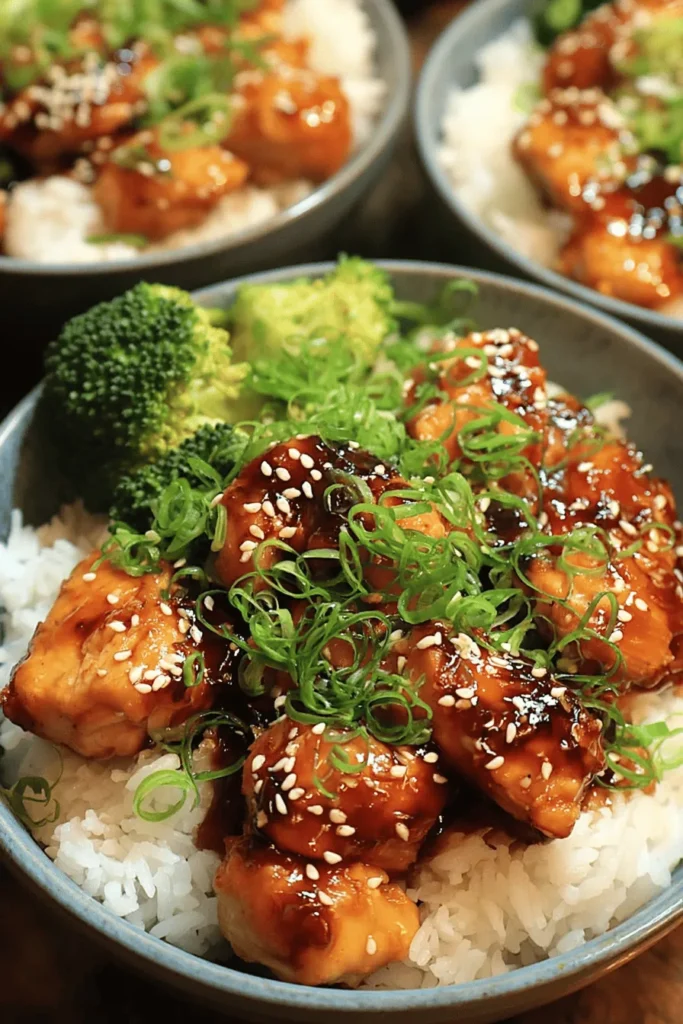 Discover the ultimate weeknight dinner with these Sticky Chicken Rice Bowls! Packed with flavor, this easy recipe combines tender chicken, aromatic rice, and a delightful sticky sauce that's sure to please the whole family. Perfect for a busy evening, these bowls are not only satisfying but also customizable with your favorite vegetables. Dive into this delicious meal that brings taste and convenience together in one dish. Try it tonight!