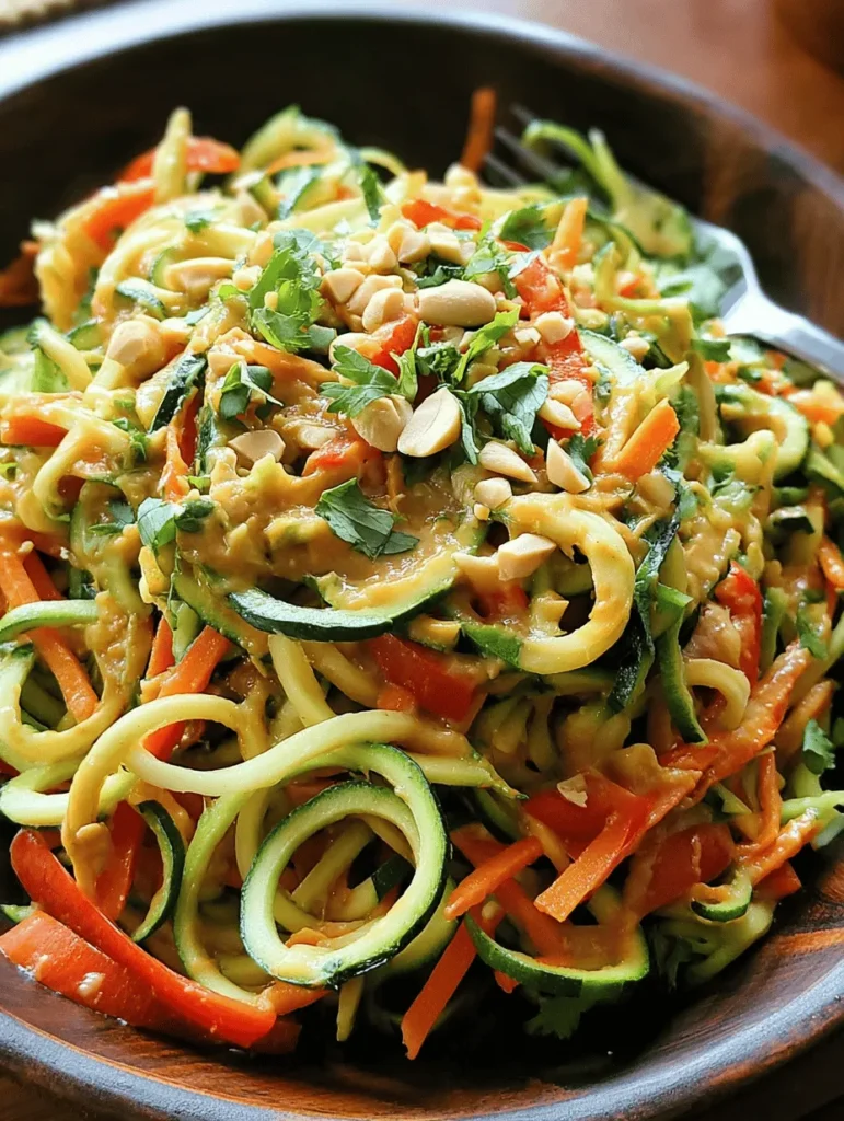 Discover the vibrant flavors of Thai Peanut Zucchini Noodles, a delicious and healthy meal that’s perfect for any time of day! This dish combines fresh zucchini noodles with a creamy peanut sauce, crunchy vegetables, and a hint of spice to create a satisfying meal that's both nutritious and easy to make. Ideal for vegan and gluten-free diets, it's a light yet filling option that will impress your family and friends. Try it today for a fresh twist on your favorite flavors!