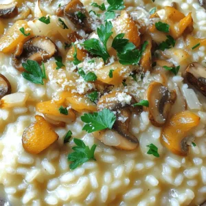 - 1 cup Arborio rice - 4 cups vegetable broth - 2 tablespoons olive oil - 1 small onion, finely chopped - 3 cloves garlic, minced - 8 ounces mushrooms (mixed varieties, like cremini and shiitake), sliced - 1 cup heavy cream - ½ cup grated Parmesan cheese (or nutritional yeast for a vegan option) - 2 tablespoons butter (optional for added creaminess) - Salt and pepper to taste - Fresh parsley, chopped for garnish To make creamy mushroom risotto, you need a few key ingredients. Arborio rice is a must. This short-grain rice gives risotto its rich texture. It absorbs flavors well and stays creamy. Next, use vegetable broth for a base. Warm broth helps the rice cook evenly. Olive oil adds flavor and helps cook the onion and garlic. You can use any light oil, but olive gives a nice taste. Chop a small onion and three cloves of garlic. They add depth to the dish when sautéed. Mushrooms are the star of this recipe. I like a mix of cremini and shiitake. They add earthiness and flavor. Slice about eight ounces to cook down in the skillet. Heavy cream takes the risotto to the next level. It makes it rich and smooth. A half cup of grated Parmesan cheese adds saltiness and umami. If you want a vegan option, nutritional yeast works too. You can add butter if you like extra creaminess. Salt and pepper enhance the flavors. Finally, fresh parsley gives a nice touch and color to the dish when served. This simple list of ingredients will help you create a delicious creamy mushroom risotto. Each one plays a key role in making the dish flavorful and satisfying. First, you want to keep the broth warm. Heat the vegetable broth in a saucepan over low heat. Keeping it warm helps the rice cook evenly. If you use cold broth, it can shock the rice and slow down cooking. Warm broth also helps the rice absorb flavors better. Next, let's sauté the aromatics. In a large skillet, heat olive oil over medium heat. Once hot, add the chopped onion and minced garlic. Cook until they turn translucent, which takes about 3-4 minutes. This step builds flavor. After that, add the sliced mushrooms. Cook until they release moisture and turn golden brown, about 5-7 minutes. The mushrooms will add depth to the dish. Now it’s time to cook the risotto. Stir in the Arborio rice. Toast the rice for 1-2 minutes. This helps bring out the nutty flavor. Then, start adding the warm broth, one ladle at a time. Stir often. Wait until most of the liquid is absorbed before adding the next ladle. Keep this going for about 18-20 minutes. The rice should be al dente and creamy when done. Finally, let’s add the finishing touches. Lower the heat and stir in the heavy cream and grated Parmesan cheese. If you want extra creaminess, add butter too. Mix until everything is fully combined. Don’t forget to season with salt and pepper. After mixing, let it sit for about 2 minutes. This resting time allows the flavors to blend well. Enjoy your creamy mushroom risotto! To get that smooth, creamy risotto, you must stir often. Stirring helps release the rice's starch. This starch gives risotto its famous creaminess. Use Arborio rice for the best texture. This rice absorbs liquid well and stays firm. Avoid overcooking or undercooking the rice. Cooking too long makes it mushy. Not cooking long enough leaves it hard. Both will hurt your dish. Also, never skip the resting period after cooking. Letting it rest allows the flavors to blend and the cream to set. To make your risotto pop, add herbs and spices. Try thyme or rosemary for a fresh taste. If you want a dairy-free option, use nutritional yeast instead of Parmesan. It gives a cheesy flavor without the dairy. Experiment with what you like for a unique twist! {{image_2}} You can make this dish fit many diets. For a vegetarian or vegan risotto, swap heavy cream and Parmesan cheese. Use coconut milk or cashew cream for a creamy texture. Nutritional yeast works well for cheese flavor. You can also add more veggies like spinach, peas, or bell peppers. They bring color and nutrients to your meal. Want to add protein to your risotto? Chicken or shrimp are excellent choices. Cook them separately and add them when the risotto is nearly done. For a heartier meal, consider diced sausage or pancetta. If you love seafood, try adding scallops or crab. They cook quickly and pair well with mushrooms. Risotto has many faces. The classic Italian style uses just mushrooms and Parmesan. But you can add your twist! Try using wild mushrooms for a deeper flavor. You could also add a splash of white wine for richness. Or make it spicy with some chili flakes. Each variation tells a new story on your plate. To keep your creamy mushroom risotto fresh, place it in the fridge. Use airtight containers to store the risotto. This helps prevent it from drying out or absorbing other odors. You can keep it in the fridge for up to three days. When reheating risotto, add a splash of broth or cream. This keeps it creamy. You can use the stove or microwave. If using the stove, heat it gently over low heat. Stir often to avoid sticking. For the microwave, heat it in short bursts. Keep checking to avoid drying it out. Freezing risotto is not ideal. The texture may change when thawed. If you must freeze, use a freezer-safe container. Leave some space for expansion. To thaw, place it in the fridge overnight. Reheat slowly on the stove, adding liquid as needed. This helps restore some creaminess. The best rice for risotto is Arborio rice. This rice has a high starch content. It makes the risotto creamy and rich. Other options include Carnaroli and Vialone Nano. These types also work well, but Arborio is most common. Yes, you can make risotto ahead of time. However, it is best fresh. If you make it early, cool it quickly and store it in the fridge. Reheat it gently with a little broth to bring back the creaminess. If your risotto is overcooked, try adding more broth slowly. Stir it in and let it absorb. This can help to revive some texture. You can also add a bit of cream or cheese for richness. Yes, you can make risotto without cheese. Use nutritional yeast for a cheesy flavor. You can also add extra herbs like thyme or basil to enhance the taste. Creamy mushroom risotto pairs well with many things. Serve it with grilled chicken or fish for protein. You can also add a fresh salad or roasted vegetables on the side. For a special touch, top the risotto with fresh herbs or a drizzle of olive oil. Creamy mushroom risotto is a rich and satisfying dish, made with a few simple ingredients. We explored essential elements like Arborio rice and broth, learned step-by-step cooking methods, and discussed tips to achieve the perfect texture. Don't shy away from experimenting with variations, protein additions, or unique herbs. Remember to store leftovers properly and reheat wisely to enjoy this dish later. With these insights, you'll create a delicious risotto that impresses every time. Embrace the flavors and techniques to make it your own!