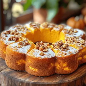 - 1 cup cream cheese, softened - ½ cup unsalted butter, softened - 1 ½ cups granulated sugar - 3 large eggs - 1 cup canned pumpkin puree - 1 teaspoon vanilla extract - 2 cups all-purpose flour - 1 teaspoon baking powder - ½ teaspoon baking soda - 1 teaspoon ground cinnamon - ½ teaspoon ground nutmeg - ¼ teaspoon ground ginger - ¼ teaspoon salt - ½ cup chopped walnuts or pecans (optional) - Powdered sugar for dusting To make this Pumpkin Cream Cheese Pound Cake, gather all your ingredients first. The cream cheese and butter must be soft. This makes mixing easier and gives the cake a nice texture. The canned pumpkin puree adds moisture and flavor. You can choose to add walnuts or pecans for crunch. If you like a sweet finish, keep some powdered sugar ready for dusting. Remember, the spices are key. They bring warmth and depth to the cake. Cinnamon, nutmeg, and ginger work together to create that cozy fall flavor. Make sure to measure everything accurately. This helps the cake rise and bake evenly. Enjoy the process! First, you need to preheat your oven to 350°F (175°C). This step is crucial for even baking. While the oven heats, grab a 9x5 inch loaf pan. Grease it with butter. Then, sprinkle a bit of flour inside. This helps the cake release easily after baking. In a large bowl, blend 1 cup of softened cream cheese with ½ cup of softened butter. Beat them together until they are creamy and smooth. Next, add 1 ½ cups of granulated sugar to this mixture. Keep mixing until it all combines well. Now, add 3 large eggs, one at a time. Make sure to mix well after each egg. Then, stir in 1 cup of canned pumpkin puree and 1 teaspoon of vanilla extract until everything is nicely blended. In another bowl, take 2 cups of all-purpose flour. Add 1 teaspoon of baking powder, ½ teaspoon of baking soda, 1 teaspoon of ground cinnamon, ½ teaspoon of ground nutmeg, ¼ teaspoon of ground ginger, and ¼ teaspoon of salt. Whisk these dry ingredients together until they are well mixed. Now, slowly add this dry mix into the wet mixture. Stir gently just until you see no dry flour. If you like, fold in ½ cup of chopped walnuts or pecans for a nice crunch. Pour the batter into your prepared loaf pan. Spread it evenly across the pan. Bake in your preheated oven for 60 to 70 minutes. To check if the cake is done, insert a toothpick into the center. If it comes out clean, your cake is ready. After baking, let the cake cool in the pan for about 10 minutes. Then, carefully move it to a wire rack to cool completely. Once cooled, dust the top with powdered sugar for a sweet finish. Enjoy your rich and soft pumpkin cream cheese pound cake! To get the best texture for your pumpkin cream cheese pound cake, you need to ensure the right consistency. When mixing the cream cheese and butter, make sure they are both soft. This will help them mix well. Beat them until they are creamy and smooth. If the mixture is too cold, it won’t blend properly. To avoid overmixing, mix the dry ingredients separately before adding them to the wet mix. Once you combine them, stir gently. You want to mix just until you don’t see any dry flour. This keeps your cake light and fluffy. To make your cake even tastier, you can add extra spices. Try adding a pinch of allspice or cloves for a warm kick. You can also increase the cinnamon for a bolder flavor. These small changes can create a big difference in taste. If you want to skip the cream cheese frosting, try using a simple glaze. Mix powdered sugar with a bit of milk or orange juice for a sweet topping. This will add a fresh flavor without being too heavy. For a lovely presentation, slice the pound cake and arrange it on a nice platter. Dust the top with powdered sugar for a great look. You can also sprinkle cinnamon on top for a pop of color. When it comes to serving, this cake pairs well with many drinks. Coffee or chai tea complements the spices nicely. You can also serve it with a scoop of vanilla ice cream for a rich dessert. Adding some whipped cream on top makes it even more delightful! {{image_2}} You can play with this pumpkin cream cheese pound cake in fun ways. One option is using different types of squash, like butternut or acorn squash. These varieties add a unique sweetness and texture. You can also try adding chocolate chips or dried fruits, such as cranberries or raisins. Both options bring extra flavor and a delightful surprise in each bite. If you need gluten-free options, you can swap all-purpose flour for a gluten-free blend. Many blends work well in this recipe. For dairy-free alternatives, use vegan cream cheese and butter. These swaps keep the cake rich and soft while meeting your dietary needs. To take the flavor up a notch, try using different extracts. Maple or almond extracts can add a lovely depth. You can also incorporate citrus zest, like orange or lemon, for a fresh and bright twist. Both ideas make this cake even more enjoyable and unique. To keep your pumpkin cream cheese pound cake fresh, you have two main options: room temperature and refrigerator storage. - Room Temperature: If you plan to eat the cake within a few days, store it at room temperature. Wrap it tightly in plastic wrap or place it in an airtight container. This keeps it soft and moist. - Refrigerator: For longer storage, place the cake in the fridge. It can last up to a week when wrapped well. The cool air helps preserve its flavor and texture. - Freezing: If you want to save some for later, freezing is a great option. Wrap the cooled cake in plastic wrap, then in aluminum foil. This double layer keeps out air and moisture. It can last up to three months in the freezer. The shelf life of your pumpkin cream cheese pound cake depends on how you store it. - Fresh Storage: At room temperature, the cake stays fresh for about 3-5 days. In the fridge, it lasts about a week. - Thawing Frozen Cake: When you're ready to enjoy your frozen cake, take it out of the freezer. Leave it in the fridge overnight to thaw. If you need it sooner, you can leave it at room temperature for a few hours. Avoid using the microwave, as it can change the texture. By following these storage tips, your pumpkin cream cheese pound cake will stay delicious and ready for any occasion! To keep your pound cake moist, watch for common causes of dryness. Overbaking is a big one. If you bake too long, the cake can dry out. Another cause is using too much flour. It’s easy to add extra flour by mistake. Make sure to scoop the flour gently and level it off. To fix these issues, you can try a few adjustments. First, check the baking time. Start testing your cake at 60 minutes. If the toothpick comes out clean, it’s done. You can also add a bit more pumpkin puree for extra moisture. A splash of milk or sour cream can help too. These tweaks make your cake rich and soft. Yes, you can use fresh pumpkin! Just know it takes more effort. Start by selecting sugar pumpkins, which are sweeter. Cut them in half, scoop out the seeds, and bake the halves face down on a tray. Bake at 350°F for about 45 minutes until soft. Then, scoop out the flesh and blend it until smooth. Using fresh pumpkin may change the taste a little. It might be a bit less sweet than canned. You may want to adjust the sugar to balance the flavors. If you don’t have cream cheese, there are a few substitutes. You can use Greek yogurt or sour cream. They both give a creamy texture, but with a tangy flavor. You can also use mascarpone cheese. It’s rich and creamy, perfect for this cake. These substitutes may change the taste slightly, but the cake will still be delicious. Just keep in mind the texture and flavor shifts. Yes, you can make this recipe dairy-free! For the cream cheese, use a dairy-free cream cheese option. There are many brands available that work well. For the butter, substitute with coconut oil or a dairy-free butter. Both options will keep the cake moist and tasty. Make sure to check labels for added ingredients. Some brands may add preservatives or sugar. You can make this cake ahead of time! It freezes very well. To freeze, let the cake cool completely first. Then, wrap it tightly in plastic wrap. Place it in a freezer bag for extra protection. It can stay in the freezer for up to three months. If you want to make it a day ahead, store it at room temperature. Just cover it with plastic wrap to keep it fresh. You can dust it with powdered sugar before serving for a nice touch. This blog post covered how to make pumpkin cream cheese pound cake. We explored essential ingredients, step-by-step instructions, and helpful tips. You learned ways to enhance flavors and variations for dietary needs. When baking, remember to control moisture and adjust flavors to your taste. Enjoy this cake fresh or stored properly for later. With practice, you'll master this warm, delicious dessert and impress everyone who tries it. Happy baking!