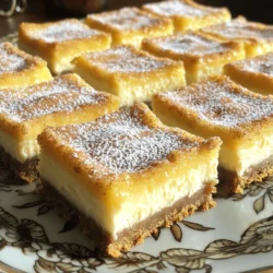 To make churro cheesecake bars, you'll need the following items: - 1 cup graham cracker crumbs - 1/4 cup unsalted butter, melted - 2 tablespoons sugar - 1/2 teaspoon cinnamon - 2 (8 oz) packages cream cheese, softened - 1 cup sugar - 1 teaspoon vanilla extract - 2 large eggs - 1/4 cup sour cream - 1 tablespoon all-purpose flour - 1/2 teaspoon cinnamon (for topping) - 1/4 cup sugar (for topping) Using fresh cream cheese is key for a smooth filling. It helps create a rich and creamy texture. Also, melt your butter just enough so it mixes well with the crumbs. Quality ingredients make a big difference in taste. You can add some fun toppings or flavorings to your churro cheesecake bars. Here are a few ideas: - Drizzle with caramel or chocolate sauce for extra sweetness. - Top with whipped cream for a light touch. - Add chopped nuts like pecans or walnuts for crunch. - Mix in a dash of nutmeg or ginger for a unique twist. These extras can enhance the flavor and make your dessert even more special. Feel free to get creative! 1. Preheat your oven to 350°F (175°C). 2. Line an 8x8 inch baking dish with parchment paper. Leave some paper overhanging for easy removal. 3. In a mixing bowl, combine: - 1 cup graham cracker crumbs - 1/4 cup unsalted butter, melted - 2 tablespoons sugar - 1/2 teaspoon cinnamon 4. Stir the mixture until well combined. 5. Press the crumb mixture into the bottom of the baking dish to form a crust. 6. Bake the crust for about 10 minutes. Let it cool slightly before adding the cheesecake mix. 1. In a large mixing bowl, beat together: - 2 (8 oz) packages cream cheese, softened - 1 cup sugar 2. Mix until the cream cheese is smooth and fluffy. 3. Add in 1 teaspoon vanilla extract and mix well. 4. Beat in 2 large eggs one at a time. Ensure each egg is fully mixed before adding the next one. 5. Then, add in 1/4 cup sour cream and 1 tablespoon all-purpose flour. Mix until everything is just combined. 1. Pour the cheesecake mixture over the cooled crust in the baking dish. 2. Smooth the top with a spatula. 3. In a small bowl, combine: - 1/4 cup sugar - 1/2 teaspoon cinnamon 4. Sprinkle this cinnamon sugar mixture evenly over the cheesecake layer. 5. Bake the cheesecake bars for 35-40 minutes. The edges should be set, and the center should jiggle slightly. 6. Remove from the oven and let cool at room temperature for 1 hour. 7. Once cooled, refrigerate for at least 2-3 hours, or overnight for the best taste. 8. When ready to serve, lift the cheesecake bars out using the parchment paper. Cut into squares and enjoy! Chilling time is key for the best texture in your churro cheesecake bars. After baking, let them cool at room temperature for about one hour. Then, refrigerate them for at least two to three hours. For a smoother texture, chilling overnight is best. To avoid cracks on top, mix the cream cheese and sugar slowly. Add eggs one at a time, ensuring they blend in fully before adding the next. Also, do not overbeat the mixture. This helps keep air bubbles out, which can cause cracks during baking. Presentation matters! Serve your churro cheesecake bars on a pretty platter. Dust them with powdered sugar and sprinkle a bit of cinnamon on top. This adds a lovely touch and enhances the visual appeal. Pair these dessert delights with drinks like coffee or vanilla-flavored milk. The warmth of coffee balances the richness of the cheesecake. If you prefer something colder, try a creamy vanilla milkshake. Both options complement the flavors beautifully! {{image_2}} You can change the flavor of your churro cheesecake bars easily. Try adding pumpkin puree for a fall twist. You can also mix in melted chocolate for a rich treat. Want to spice it up? Add a pinch of nutmeg or ginger. You can even use flavored extracts. Almond or orange extracts work great to add a unique taste. Just remember to adjust the sugar if you add sweet ingredients. If you need gluten-free options, swap graham cracker crumbs with almond flour or gluten-free cookies. This keeps the crust tasty and safe for all. For dairy-free choices, use vegan cream cheese. You can also try coconut cream for a different flavor. These changes make the bars enjoyable for everyone, no matter their diet! To keep your churro cheesecake bars fresh, wrap them tightly in plastic wrap. You can also place them in an airtight container. This helps prevent them from drying out. If you want to store them for a longer time, you can freeze them. Cut the bars into squares before freezing. Place parchment paper between each square to avoid sticking. Freeze them for up to three months. Churro cheesecake bars stay fresh in the fridge for about five days. After that, they may lose flavor and texture. Watch for signs of spoilage, like a sour smell or any discoloration. If the bars become dry or crack, it's time to toss them. Always trust your nose and eyes to check for freshness! Can I make these bars ahead of time? Yes, you can make these bars a day before. After baking, let them cool. Then, chill them in the fridge for better texture. This also helps the flavors blend nicely. What’s the best way to cut the cheesecake bars? To cut the bars, use a sharp knife. Dip the knife in warm water first. This helps make clean cuts. Wipe the knife with a cloth between cuts to keep the edges nice. What can I use instead of graham crackers? If you don't have graham crackers, use crushed cookies. Vanilla wafers or digestive biscuits work well too. Just mix them with melted butter as you would with graham crackers. How to adjust the recipe for a larger batch? To make more bars, double the recipe. Use a larger baking dish. A 9x13 inch dish is a great choice. Adjust the baking time, checking for doneness around the same time. What should the internal temperature be for cheesecake? The cheesecake should reach 150°F (65°C) in the center. This ensures it’s cooked well but still creamy. Use a kitchen thermometer for precise checking. How do I know when the bars are finished baking? Look for set edges and a slightly jiggly center. The middle should not look wet. If it passes these checks, it’s ready to come out of the oven. Churro Cheesecake Bars are a tasty dessert with a unique twist. We covered the must-have ingredients, how to prepare the crust and cheesecake filling, and essential baking tips. You can mix in fun flavors or make them gluten- or dairy-free. For the best taste, chill them well and store properly. Enjoy your baking! These bars are sure to impress your friends and family. Make some today and savor every bite!