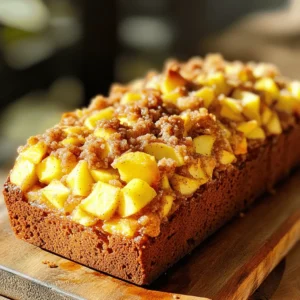 - 2 cups all-purpose flour - ½ cup unsalted butter, softened - ¾ cup granulated sugar - 2 large eggs - ½ cup buttermilk - 1 large apple (preferably Granny Smith) - ½ cup brown sugar (packed) - ¼ cup all-purpose flour - 1 teaspoon ground cinnamon - ¼ cup unsalted butter (melted) - 1 teaspoon baking powder - ½ teaspoon baking soda - ½ teaspoon salt - 1 teaspoon ground cinnamon - ½ teaspoon ground nutmeg - 1 teaspoon vanilla extract Gather these ingredients before you start baking. The apples add a nice touch of sweetness. Granny Smith apples work great for their tartness. The streusel topping gives a crunchy finish. It’s fun to mix the flavors of cinnamon and nutmeg. All these ingredients will help you create a delicious bread everyone will love. 1. First, preheat your oven to 350°F (175°C). This step is important for even baking. 2. Grease a 9x5-inch loaf pan. I like to line it with parchment paper. This helps with easy removal later. 3. In a medium bowl, whisk together 2 cups of all-purpose flour, 1 teaspoon baking powder, ½ teaspoon baking soda, ½ teaspoon salt, 1 teaspoon ground cinnamon, and ½ teaspoon ground nutmeg. Set this mixture aside for later. 1. In a large bowl, cream together ½ cup of softened unsalted butter and ¾ cup of granulated sugar. Use an electric mixer. Mix until the mixture is light and fluffy, which takes about 3 minutes. 2. Next, add 2 large eggs, one at a time. Mix well after each egg. Then stir in 1 teaspoon of vanilla extract. 3. Gradually add the dry ingredient mixture to the butter mixture. Alternate this with ½ cup of buttermilk. Start and end with the dry mix. Mix just until combined. Be careful not to overmix. 1. Gently fold in 1 large apple that has been peeled, cored, and diced. Make sure the apples are evenly spread throughout the batter. 2. In a small bowl, prepare the streusel topping. Combine ½ cup of packed brown sugar, ¼ cup of all-purpose flour, 1 teaspoon of ground cinnamon, and ¼ cup of melted unsalted butter. Mix this until it is crumbly. 3. Pour half of the batter into the prepared loaf pan. Sprinkle half of the streusel mixture over it. Then, pour the remaining batter on top and finish with the rest of the streusel. 1. Bake in the preheated oven for 55-65 minutes. Check for doneness by inserting a toothpick into the center. If it comes out clean, your bread is ready. 2. If the top of the bread browns too fast, cover it with aluminum foil for the last 15 minutes of baking. This helps prevent over-browning and keeps it moist. To get the best texture, start with room-temperature ingredients. This means letting the butter and eggs sit out for a bit. Room temperature helps them mix well, creating a fluffy batter. If your butter is too cold, it won’t blend smoothly. Avoid overmixing the batter. Mix just until the dry ingredients are combined. Overmixing can make the bread tough. It’s okay if there are a few small lumps. These won’t hurt the final product. Choose the right apples for this recipe. I recommend Granny Smith apples. They are tart and stand up well in baking. You can also try Honeycrisp for a sweeter flavor or Fuji for a juicy bite. You can add extra spices to boost the taste. Consider adding a pinch of ginger or allspice. For a twist, mix in some chopped nuts or raisins. Just remember to keep the balance of flavors. This bread pairs perfectly with coffee or tea. It also makes a great breakfast dish. Serve it warm with a bit of butter or cream cheese. For presentation, slice the bread neatly and arrange it on a platter. Dust with powdered sugar for a pretty touch. You can also serve it with a side of fresh fruit for color and freshness. {{image_2}} You can change the taste of your bread by adding nuts. Walnuts or pecans work great. They add a nice crunch and rich flavor. You can also mix in different fruits. Try berries for a tart kick or bananas for sweetness. Each option gives a new twist to the bread. If you need a gluten-free option, swap all-purpose flour for gluten-free flour. Make sure to check that your other ingredients are also gluten-free. You can also create a vegan version. Replace butter with a plant-based alternative. Use flax eggs instead of regular eggs, and choose a plant-based milk in place of buttermilk. With the changing seasons, you can add fun flavors. In fall, mix in pumpkin or cranberries for a festive touch. These ingredients bring warmth and spice. During the holidays, consider adding flavors like peppermint or ginger. They create a joyful atmosphere while you enjoy your bread. To keep your bakery-style cinnamon apple streusel bread fresh, store it at room temperature. Place it in an airtight container. This will help keep the bread moist and tasty. If you do not have a container, wrap it in plastic wrap. Avoid putting it in a place with direct sunlight, as heat can dry it out. For longer shelf life, you can refrigerate the bread. Wrap it well in plastic wrap and then in foil. This will stop it from drying out. When ready to eat, let it come to room temperature for the best taste. To freeze the bread properly, wrap it tightly in plastic wrap. Then, place it in a freezer-safe bag or container. Make sure to push out any air to prevent freezer burn. This will keep your bread fresh for up to three months. When you want to enjoy some bread, remove it from the freezer. Let it thaw in the fridge overnight for the best flavor. If you need it fast, you can thaw it at room temperature for a few hours. Just be sure to slice it before thawing for quicker results. Your cinnamon apple streusel bread stays fresh for about 3 to 5 days at room temperature. In the fridge, it can last about a week. If you freeze it, it will remain tasty for up to three months. Just remember, the sooner you eat it, the better it will taste! Can I use whole wheat flour instead of all-purpose? Yes, you can use whole wheat flour. It makes the bread denser. You may need to add a bit more liquid since whole wheat absorbs more moisture. Start with a 25% swap and see how it turns out. How can I make this recipe ahead of time? You can prep the batter and store it in the fridge for up to 24 hours. Just keep it covered. You can also make the bread and freeze it. Slice it first for easier thawing later. Can I use almond milk instead of buttermilk? Yes, you can use almond milk. To mimic buttermilk, add a teaspoon of vinegar or lemon juice to the almond milk. Let it sit for five minutes before using. This makes it taste closer to buttermilk. What is a good substitute for eggs? You can use applesauce as a substitute. Use ¼ cup of unsweetened applesauce for each egg. This adds moisture and helps bind the bread together. Why is my bread too dense? Dense bread may happen if you overmix the batter. Mixing too much can add too much air. Ensure you mix just until combined. Also, check that your baking powder and baking soda are fresh. How can I fix a soggy center? A soggy center often means the bread is underbaked. Use a toothpick to test doneness. If it comes out wet, bake it longer. If the top is browning too fast, cover it with foil. This blog post outlines the essential ingredients and steps to make a delicious apple bread. You learned about the ingredients for the bread and the streusel topping. I shared tips for getting the best texture and flavor. You also saw ways to store the bread and answered common baking questions. Baking can be fun and rewarding. With this guide, you can bake a tasty treat that everyone will love. Enjoy the process and share your results!