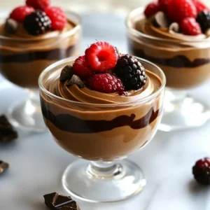To make Cottage Cheese Chocolate Mousse, you need simple ingredients that pack a punch. Here’s what you’ll need: - 1 cup cottage cheese (low-fat or fat-free) - ¼ cup unsweetened cocoa powder - ¼ cup honey or maple syrup - ¼ cup Greek yogurt - 1 teaspoon vanilla extract - ¼ cup dark chocolate chips (dairy-free if needed) - Pinch of salt - Fresh berries for garnish (optional) Each ingredient plays a role in making this mousse rich and flavorful. The cottage cheese adds protein and creaminess, while cocoa powder brings that deep chocolate flavor. Honey or maple syrup sweetens the mix, balancing the cocoa's bitterness. Greek yogurt contributes a smooth texture, and vanilla extract enhances the overall taste. Dark chocolate chips add a delightful melt-in-your-mouth experience. Finally, a pinch of salt rounds out the flavors. Fresh berries can add a pop of color and freshness when serving. Gather these ingredients, and you’re ready to whip up a high-protein dessert that satisfies your chocolate cravings! - Combining Ingredients in Blender Start by adding the cottage cheese, cocoa powder, honey (or maple syrup), Greek yogurt, vanilla extract, and a pinch of salt into your blender. Blend these ingredients until they are smooth and creamy. Make sure to scrape down the sides of the blender. This helps mix everything well. - Melting Dark Chocolate Chips Next, take your dark chocolate chips and place them in a microwave-safe bowl. Heat them in the microwave in 30-second bursts. Stir the chocolate in between. Keep going until it is fully melted and smooth. Let it cool for a moment before using it. - Folding Chocolate into Mousse Gently fold the melted chocolate into the cottage cheese mixture. Use a spatula to mix carefully. You want to keep it light and airy, so don’t stir too hard. Make sure the chocolate is mixed in well. - Spoon into Serving Glasses Once your mixture is ready, take it and spoon it into serving glasses or bowls. You can use any glass you like. Make sure to leave some space at the top for garnishing later. - Refrigeration Time Now, place the glasses in the fridge. Let the mousse chill for at least 30 minutes. This helps it set and become firmer. The longer it sits, the better the flavors meld together, so feel free to wait longer if you can! To get the best mousse, blending is key. Use a blender or food processor. This helps mix everything well. Start with the cottage cheese, cocoa, honey, Greek yogurt, and vanilla. Blend until smooth. Scrape down the sides to get all the lumps out. Next, melt the dark chocolate chips. Do this in the microwave at 30-second intervals. Stir in between each interval. This keeps the chocolate from burning. Once smooth, let it cool a bit before adding it to the mixture. For garnishing, fresh fruits work great. Berries like strawberries, raspberries, or blueberries add color and taste. They make your mousse look pretty and taste fresh. You can also add nuts or coconut flakes for crunch. Nuts like almonds or walnuts add a nice texture. Coconut flakes give a tropical flair. Just sprinkle them on top before serving. {{image_2}} You can swap honey or maple syrup for agave or stevia. These options lower the sugar. Agave has a mild taste and mixes well. Stevia is very sweet, so use less. Both sweeteners work great in this mousse. For a sugar-free option, try using erythritol. It adds sweetness without the calories. Make sure to adjust the amount based on your taste. Your mousse will still be rich and creamy! Want to make your mousse unique? Adding espresso powder gives it a coffee kick. Just a teaspoon can enhance the chocolate flavor. It’s perfect for coffee lovers. You can also infuse the mousse with mint or orange zest. Add a few drops of mint extract or the zest of an orange. Both choices add a fresh twist. They brighten up the rich chocolate flavor. Try these variations to find your favorite! To keep your mousse fresh, use an airtight container. Glass or plastic containers work well. Make sure the lid seals tightly. This helps prevent air from getting in. You want to keep the mousse creamy and smooth. Store it in the fridge for up to three days. If you don’t eat it all, it will still taste great! Can you freeze cottage cheese mousse? Yes, you can freeze it! However, the texture might change a bit. It may become a little grainy after thawing. If you want to freeze it, spoon it into small containers. Leave some space at the top because it expands. For thawing instructions, place the container in the fridge overnight. This helps it thaw slowly. If you're in a hurry, you can set it at room temperature for about 30 minutes. Stir before serving to help bring back the creaminess. Enjoy your mousse even days later! Yes, cottage cheese is very healthy. It is rich in protein, which helps build and repair muscles. One cup of low-fat cottage cheese has about 28 grams of protein. That’s more than many other dairy options. It also has calcium, which supports strong bones. You can use other cheeses, but the taste and texture will change. Cream cheese can give a rich flavor. Ricotta can also work, but it will be less smooth. Always choose cheeses that blend well to keep your mousse creamy. The mousse lasts about three to five days in the fridge. Store it in an airtight container to keep it fresh. If you want to enjoy it later, make sure to eat it within this time. In this blog post, I shared how to make a delicious cottage cheese mousse. We covered the ingredients, step-by-step instructions, and key tips for perfecting the recipe. Remember, blending well and melting chocolate smoothly are important. You can also vary the flavors with sweeteners or fruits. This mousse is not just tasty; it's also healthy. With the right storage, it lasts for days. Enjoy your treat and get creative with the toppings!