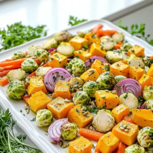 - 2 cups butternut squash, cubed - 2 cups Brussels sprouts, halved - 1 red onion, cut into wedges - 2 cups carrots, sliced - 1 red bell pepper, chopped - 4 cloves garlic, minced - 1 teaspoon dried thyme - 1 teaspoon smoked paprika - Salt and pepper to taste - 3 tablespoons olive oil - ¼ cup pumpkin seeds (optional, for garnish) The first step in making sheet pan roasted fall veggies is gathering fresh ingredients. Each vegetable adds its own flavor and texture. Butternut squash brings sweetness, while Brussels sprouts add a hearty bite. Red onion gives a nice sharpness, and carrots add a pop of color. Red bell pepper adds crunch and sweetness. You also need spices to enhance the taste. Garlic offers a robust flavor, while dried thyme and smoked paprika give warmth. Salt and pepper are essential for balance. Next, we have oils and garnishes. Olive oil helps the veggies roast nicely. It adds a rich taste and helps the spices stick. If you want some crunch, add pumpkin seeds on top. They are optional but tasty. Now you have a full list of ingredients to create a simple and tasty dish. - Preheat your oven to 425°F (220°C). - While the oven heats, wash and chop the vegetables. - Cut the butternut squash into cubes. - Halve the Brussels sprouts and cut the red onion into wedges. - Slice the carrots and chop the red bell pepper. - Mince the garlic cloves. - In a large mixing bowl, combine all the veggies. - Add the minced garlic, olive oil, dried thyme, and smoked paprika. - Sprinkle in salt and pepper to taste. - Toss everything well until the veggies get a nice coat of oil and spices. - Spread the veggies in a single layer on a baking sheet. - Make sure they aren't crowded; this helps them roast well. - Roast in the preheated oven for 25-30 minutes. - Stir the vegetables halfway through for even cooking. - They are done when they are tender and slightly caramelized. To get the best results, you need even coating. This means each piece of veggie should be covered with oil and spices. If they are not coated well, some will burn while others stay raw. To do this, toss the veggies in a bowl before spreading them on the pan. Stirring halfway through roasting is key too. This helps them cook evenly and get that nice golden color. You can easily boost the taste of your roasted veggies. Try adding a bit of lemon juice for brightness. A dash of chili powder can give it a kick. Rosemary or basil can add a fresh touch. Fresh herbs work great as a garnish too. They not only add flavor but also make the dish look lovely. Serving your roasted veggies on a large platter makes a big impact. Scatter some fresh arugula or herbs around the edges for color. Drizzling balsamic glaze over them gives a nice shine and adds sweetness. It makes the dish pop and looks restaurant-worthy. {{image_2}} You can swap in many seasonal veggies. Try sweet potatoes for a sweeter taste. Turnips add a nice kick. You can also use parsnips, beets, or even cauliflower. Each brings a new flavor. Adding root vegetables brings a hearty touch. The earthiness of these veggies pairs well with the other flavors. For a twist, mix in some radishes or even kohlrabi. Each option can change the dish in fun ways. You can make this dish your own by adding spices. Try cumin for warmth or turmeric for color. A sprinkle of chili powder adds heat. Explore global seasonings, too. Italian herbs can bring a fresh taste. A touch of curry powder can create an exotic vibe. Don't be afraid to experiment; each spice adds a new layer of flavor. Think of what to serve alongside your roasted veggies. Grilled chicken or fish works well. It adds protein and balances the meal. Complementary side dishes can enhance your meal. A simple quinoa salad can add texture. You can also serve these veggies with crusty bread for a cozy dinner. Each pairing makes the dish even more special. To keep your roasted veggies fresh, store them in an airtight container. Place them in the fridge within two hours of cooking. They stay good for up to four days. Label your container with the date to track freshness. To reheat, use an oven or a skillet. Preheat the oven to 350°F (175°C). Spread the veggies on a baking sheet and heat for about 10-15 minutes. If using a skillet, add a splash of olive oil. Heat on medium until warm. This keeps them crisp and tasty. You can freeze roasted veggies, but they work best if frozen before cooking. Toss the raw veggies with oil and spices, then spread them on a sheet pan. Freeze until firm, then transfer them to a freezer bag. They can last up to three months. To thaw, place them in the fridge overnight. Reheat in the oven or skillet as mentioned above. Yes, you can use frozen vegetables. They are a quick option. However, fresh veggies give a better taste and texture. Frozen vegetables may not roast as well. They can become mushy. If you use them, cut down the roasting time. Check them often to avoid overcooking. The veggies are done when they are tender and lightly brown. Stick a fork in them to check. If it goes in easily, they are ready. You should see some caramelization on the edges. The perfect time is about 25-30 minutes, but check halfway through. You can pair these veggies with many dishes. Here are some ideas: - Recommended proteins or grains: - Grilled chicken - Baked salmon - Quinoa - Brown rice - Ideas for salads or dips: - Mixed green salad with a lemon vinaigrette - Hummus for a tasty dip - Yogurt dip with herbs - Spinach salad with nuts and cheese This blog covers how to make delicious sheet pan roasted fall veggies. We discussed fresh vegetables, spices, oils, and tips for roasting. You learned storage info and answers to common questions. Roasting veggies is easy and fun. Try different veggies and flavors to make it yours. Enjoy the tasty results and share them with friends and family. Happy cooking!