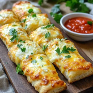 - 1 package of pizza dough (store-bought or homemade) - 3 tablespoons unsalted butter, melted - 2 cloves garlic, minced - 1 teaspoon dried oregano - 1 teaspoon garlic powder - 1 cup shredded mozzarella cheese - ¼ cup grated Parmesan cheese - Fresh parsley, chopped (for garnish) - Salt and pepper to taste The first step in making your air fryer cheesy garlic breadsticks is gathering all the right ingredients. You can use store-bought pizza dough to save time. If you want, you can also make your own dough from scratch. Melt the unsalted butter in a small bowl. This will help your garlic and spices stick to the dough. Minced garlic gives that strong flavor we love. Dried oregano and garlic powder add extra taste. For the cheesy part, you will need shredded mozzarella and grated Parmesan. These cheeses melt well and give a delicious flavor. Fresh parsley adds a nice touch for garnish. Finally, don't forget salt and pepper to bring out the flavors. - Additional herbs for flavor enhancement - Marinara sauce for dipping If you want to spice things up, add some herbs like basil or thyme. They will make your breadsticks even more tasty. Marinara sauce is a great choice for dipping. It pairs well with the cheesy garlic flavor. With these ingredients, you're all set to make a tasty treat that everyone will love! - Preheat your air fryer to 375°F (190°C). - Roll out the pizza dough on a clean surface. Aim for about ½ inch thick. - Cut the dough into 1-inch wide strips. - In a small bowl, mix the melted butter with minced garlic. - Add dried oregano, garlic powder, salt, and pepper. - Stir everything well until combined. - Brush the garlic butter mixture over the dough strips. Make sure to coat both sides well. - Place the strips in a single layer in the air fryer basket. Do not let them overlap. Cook in batches if needed. - Air fry for 5-7 minutes until the breadsticks turn golden brown. - After the timer goes off, open the air fryer. Sprinkle mozzarella and Parmesan cheese over the breadsticks. - Close the air fryer and cook for another 2-3 minutes. Wait until the cheese is bubbly and melted. - Carefully take out the breadsticks and sprinkle with fresh parsley to garnish. To get the best breadsticks, cook them in batches. This helps them cook evenly. If your air fryer is crowded, the breadsticks may not crisp up well. For a great texture, you might need to adjust the cooking time. If you want them extra crispy, add a minute or two. Just keep an eye on them so they don't burn. To take your breadsticks to the next level, try adding more seasonings. You can use red pepper flakes for heat or Italian seasoning for extra flavor. Fresh herbs like basil or thyme can add a nice touch too. Mix these into the garlic butter before brushing it on the dough. The result will be even tastier breadsticks. Serving your cheesy garlic breadsticks is fun and easy. Arrange them warm on a wooden board. This gives a nice rustic look. Pair them with a small bowl of marinara sauce for dipping. Not only does it taste great, but it also looks nice on the table. For a finishing touch, sprinkle chopped parsley on top. It adds color and freshness. {{image_2}} You can change the cheese to fit your taste. Try using cheddar for a sharper flavor. Gouda adds a nice smoky touch. You can also use a blend of cheeses, like feta or provolone. Each cheese brings its unique taste. Mix and match to find your favorite. You can make your breadsticks even better with toppings. Add sliced tomatoes for freshness. Chopped jalapeños give a nice kick. You can also try olives or roasted red peppers. Just sprinkle them on before the cheese melts. This adds flavor and color to your dish. If you need gluten-free options, look for gluten-free pizza dough. Many stores sell it now. For a vegan version, use vegan cheese. There are great brands that melt well. You can also make your own cheese from nuts. This way, everyone can enjoy the breadsticks! To keep your cheesy garlic breadsticks fresh, use the right containers. I recommend using an airtight container. This will help keep them soft and prevent them from drying out. You can also wrap them tightly in plastic wrap before placing them in a container. If you want, use aluminum foil as another option. Just make sure it seals well. You have two great options for reheating: the oven or the air fryer. - Air Fryer Method: Preheat your air fryer to 350°F (175°C). Place the breadsticks in a single layer and heat for about 3-5 minutes. This will keep them crispy. - Oven Method: Preheat your oven to 375°F (190°C). Lay the breadsticks on a baking sheet and cover them with foil. Heat for 10-12 minutes. This method warms them without drying them out. Both methods work well, but the air fryer gives a nice crunch. If you want to save some breadsticks for later, freezing is easy. Start by letting the breadsticks cool completely. Then, place them in a single layer on a baking sheet. Freeze them for about 2 hours. Once frozen, transfer them to a freezer bag. Make sure to press out any air before sealing. To thaw, leave them in the fridge overnight. You can reheat them in the oven or air fryer as mentioned. This way, you’ll have tasty breadsticks ready whenever you want! Yes, you can prepare these breadsticks a day in advance. To do this, follow the steps until you brush on the garlic butter. After that, cover the breadsticks tightly with plastic wrap and place them in the fridge. When you are ready to cook, just air fry them straight from the fridge. You may need to add a minute or two to the cooking time. Garlic breadsticks pair well with many dishes. Here are some great options: - Marinara sauce for dipping - A fresh garden salad - Creamy Alfredo sauce - Spicy pizza sauce - Soup, like tomato or minestrone These options make your meal more tasty and fun! Making pizza dough from scratch is easy! Here’s a simple recipe: - Ingredients: - 2 cups all-purpose flour - 1 packet active dry yeast (2 ¼ teaspoons) - ¾ cup warm water (around 110°F) - 1 teaspoon salt - 1 teaspoon sugar - 1 tablespoon olive oil - Instructions: 1. In a bowl, mix warm water, sugar, and yeast. Let it sit for 5 minutes until foamy. 2. In a large bowl, mix flour and salt. 3. Add the yeast mixture and oil to the flour. Stir until a dough forms. 4. Knead the dough on a floured surface for about 5 minutes. 5. Let it rise in a warm spot for 1 hour or until it doubles in size. Now you have fresh dough ready for your cheesy garlic breadsticks! Making garlic breadsticks is simple and fun, as this guide showed. You learned about the right ingredients, step-by-step cooking, and how to add your own twist. Remember, cooking is all about trying new things. Feel free to experiment with flavors and styles. Enjoy these tasty breadsticks with your favorite dips. They are sure to impress friends and family. When you take the time to make them, you create great memories. Happy cooking!