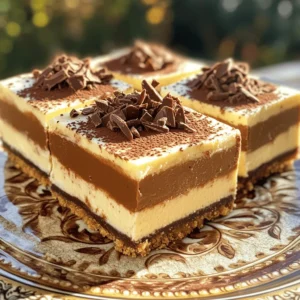 To make No-Bake Nutella Cheesecake Squares, you need simple ingredients that pack a lot of flavor. Here’s what you will need: - 1 cup graham cracker crumbs - ¼ cup melted butter - ¼ cup granulated sugar - 16 oz cream cheese, softened - 1 cup Nutella - ½ cup powdered sugar - 1 teaspoon vanilla extract - 1 cup heavy whipping cream - Chocolate shavings or cocoa powder for garnish Each ingredient plays a key role in creating a smooth and rich dessert. The graham cracker crumbs form the tasty crust, while the Nutella brings a delightful chocolate hazelnut flavor. Cream cheese adds creaminess, and whipped cream gives it a light texture. When you mix all these ingredients, you create layers of flavor. The sweetness from the sugar balances the rich Nutella. You can also choose your garnish based on your mood. Chocolate shavings add elegance, while cocoa powder gives a nice finish. Make sure to use fresh ingredients, especially the cream cheese and heavy cream, for the best taste. You can find these ingredients at your local grocery store. Enjoy the fun of putting this recipe together! To start, you need to make the crust. In a medium bowl, combine graham cracker crumbs, melted butter, and granulated sugar. Mix until it feels like wet sand. This helps hold the crust together. Next, press the mixture firmly into the bottom of an 8x8 inch square pan. Make sure it's even and packed well. Refrigerate this for about 10 minutes to let it set. Now, let’s make the cheesecake filling. In a large bowl, beat the softened cream cheese until it is smooth. This step is key for a creamy texture. Add the Nutella, powdered sugar, and vanilla extract to the cream cheese. Mix until everything is combined and there are no lumps left. The Nutella gives it a rich, chocolate flavor. Next, whip the heavy cream in a separate bowl. Beat it until stiff peaks form. This means it should hold shape when you lift the whisk. Once that's done, gently fold the whipped cream into the Nutella mixture. Be careful not to deflate the whipped cream. This helps keep the filling light and fluffy. Finally, pour the Nutella cheesecake filling over the chilled crust. Spread it out evenly with a spatula. Cover the pan with plastic wrap and refrigerate for at least four hours or until it sets. Once it’s firm, you can cut it into squares and serve. Enjoy your delicious, no-bake Nutella cheesecake squares! To make a great crust, start with good graham cracker crumbs. You want them fine, like sand. Mix the crumbs with melted butter and sugar. This helps the crust stick together. Press the crust into the pan firmly. Use the bottom of a measuring cup or your hands. You want it to be even. A well-pressed crust gives a nice base for the cheesecake. Refrigerate it for 10 minutes to set. Room temperature cream cheese is key. Cold cream cheese makes it hard to mix. Soft cream cheese blends easily and makes a smooth filling. When mixing in the whipped cream, fold gently. Use a spatula to lift and turn the mixture. This keeps air bubbles in the cream. Air bubbles make the cheesecake light and fluffy. For a stunning look, add chocolate shavings on top. You can also sprinkle cocoa powder for a rich touch. Both options make your cheesecake squares pop. Serve the squares on a pretty plate. This makes them look fancy for parties. You can cut them into different shapes too, like triangles or rectangles. Get creative and impress your guests! {{image_2}} You can easily change the flavor of these cheesecake squares. One fun option is to add espresso for a coffee kick. Just mix in one tablespoon of espresso powder to the Nutella mix. If you love mint, consider adding a few drops of mint extract. This gives your dessert a fresh taste. If you want to swap the Nutella, try different nut spreads. Almond butter or cashew butter can work well. Each choice gives a unique twist to the classic recipe. For a gluten-free version, use gluten-free graham crackers. Many stores sell these now. This simple swap keeps the taste but makes it safe for those with gluten issues. Want a vegan option? Replace cream cheese with a vegan cream cheese alternative. You can also swap the heavy cream with coconut cream. This keeps it rich and creamy while being plant-based. Pair these Nutella cheesecake squares with fresh fruit. Strawberries or raspberries add a nice tartness. You can also serve them with whipped cream for extra indulgence. These squares are perfect for parties or family gatherings. They are easy to transport and look great on a platter. Serve them at birthdays or any celebration for a sweet treat everyone will enjoy. To keep your Nutella cheesecake squares fresh, place them in an airtight container. This helps lock in moisture and flavor. I recommend using a glass or BPA-free plastic container. Always store the cheesecake squares in the fridge. This will keep them cool and tasty. You can freeze leftover squares for later. First, cut them into squares and wrap each piece in plastic wrap. Then, place the wrapped squares in a freezer-safe bag. Press out any air before sealing. To enjoy them later, just thaw them in the fridge overnight. This keeps the taste rich and creamy. These cheesecake squares last about five days in the fridge. Keep an eye out for any off smells or changes in texture. If you see any liquid pooling or the squares look dry, it’s best to toss them. Enjoy these delights while they are fresh for the best taste! The cheesecake needs at least 4 hours to set. For best results, let it chill overnight. This helps the flavors blend well and makes slicing easier. Yes, you can use light cream cheese. It will still work well in this recipe. Just remember, it may change the texture slightly. The cheesecake might not be as rich, but it will still taste great! You can use other chocolate spreads, like chocolate hazelnut spread or peanut butter. For a different flavor, try almond butter or a fruit spread. Each will give a unique taste while keeping the recipe fun. Absolutely! You can make these squares a day or two before serving. Just keep them covered in the fridge. This is great for parties or events when you want to save time. Yes, an 8x8 pan is perfect for this recipe. It helps create nice, thick squares. If you prefer thinner squares, you can use a larger pan. Just adjust the chilling time as needed. This blog post covered how to make delicious Nutella cheesecake squares. We went over the key ingredients and the easy steps to prepare both the crust and the filling. You learned tips for perfecting your dessert's texture and ways to present it beautifully. Feel free to experiment with flavors and adjust for dietary needs. Remember, make it ahead of time, and store it properly to keep it fresh. Enjoy making this treat for any occasion!
