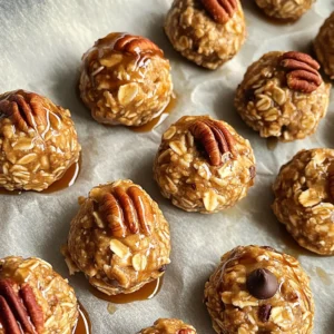 To make No Bake Maple Pecan Energy Bites, you need a few simple items. Here’s what to gather: - 1 cup rolled oats - ½ cup chopped pecans - ⅓ cup almond butter (or nut butter of choice) - ¼ cup pure maple syrup - ¼ cup ground flaxseed - ½ teaspoon vanilla extract - ¼ teaspoon salt - ½ teaspoon cinnamon - Optional: ¼ cup mini chocolate chips or dried cranberries Each ingredient adds flavor and nutrition. The oats give you energy and fiber. Pecans add crunch and healthy fats. Almond butter brings creaminess and protein. Maple syrup sweetens the bites naturally. Flaxseed offers omega-3s, while vanilla and cinnamon enhance the taste. You can add mini chocolate chips or dried cranberries for extra fun. These ingredients combine to create a tasty, no-bake snack that you can enjoy any time. Start with a large mixing bowl. Add 1 cup of rolled oats, ½ cup of chopped pecans, and ¼ cup of ground flaxseed. Sprinkle in ¼ teaspoon of salt and ½ teaspoon of cinnamon. Mix everything well until all the dry ingredients blend evenly. In a separate bowl, whisk together ⅓ cup of almond butter, ¼ cup of pure maple syrup, and ½ teaspoon of vanilla extract. Keep whisking until the mixture is smooth and creamy. Now, pour the wet mixture over the dry ingredients. Stir until fully combined. If you want extra flavor, fold in ¼ cup of mini chocolate chips or dried cranberries. Use your hands to shape the mixture into small balls, about 1-inch wide. If the mix feels too sticky, chill it in the fridge for about 10 minutes. Place the energy bites on a parchment-lined plate. Refrigerate for at least 30 minutes to firm them up. Enjoy right away or store them in an airtight container in the fridge for up to a week. To get the right texture, adjust the moisture. If your mixture feels dry, add more almond butter. If it’s too sticky, chill it in the fridge for about 10 minutes before rolling. This step helps the bites hold their shape better. Feel free to experiment! You can add spices like nutmeg or cardamom for a different taste. Try mixing in extras like dried fruit or seeds to keep things exciting. Each tweak makes the bites unique and fun. When rolling your energy bites, wet your hands first. This simple trick helps prevent sticking. It makes shaping them easier and keeps your hands clean. Roll them into small balls, about one inch wide, for the perfect bite-sized treat. {{image_2}} You can easily tweak this recipe to fit your taste. If you want a different nut butter, try peanut butter or cashew butter. If you prefer a sweeter bite, swap maple syrup for honey or agave nectar. You can also add mix-ins like sunflower seeds or shredded coconut. These changes keep the bites tasty and fun. This recipe is flexible for different diets. For gluten-free options, make sure your oats are certified gluten-free. If you need a vegan version, use a plant-based butter and a vegan sweetener. For nut-free bites, try sunbutter or soy nut butter. These choices ensure everyone can enjoy these energy bites. You can change the flavors with the seasons. In fall, add pumpkin spice for a warm touch. In winter, mix in cocoa powder for a chocolatey kick. These seasonal swaps keep your energy bites fresh and exciting all year long. Store your No Bake Maple Pecan Energy Bites in an airtight container. They stay fresh in the fridge for up to one week. Keeping them sealed helps maintain their texture and flavor. I recommend labeling the container with the date you made them. This way, you’ll know when to enjoy them best. If you want to keep your energy bites for longer, freezing is a great option. Place the bites in a single layer on a baking tray. Freeze them for about two hours, or until firm. Then, transfer them into a freezer-safe bag or container. They can last for up to three months in the freezer. Just make sure to remove as much air as possible from the bag. To thaw your frozen energy bites, take them out of the freezer and let them sit at room temperature. This usually takes about 30 minutes. If you need them faster, you can use the microwave. Set it to low power and heat the bites in short bursts of ten seconds. This keeps them from getting too warm. Enjoy your delicious bites as a quick snack or energy boost! Yes, you can use other nuts. Almonds and walnuts work well. They add a nice crunch and flavor. You can even try sunflower seeds for a nut-free option. Just chop them up like the pecans. These bites last about a week in the fridge. For longer storage, freeze them. They can stay good for up to three months in the freezer. Just remember to put them in an airtight container. Absolutely! Use a plant-based nut butter. Almond, cashew, or peanut butter are great choices. For sweeteners, maple syrup is already vegan. Just check that your mix-ins, like chocolate chips, are dairy-free. These No Bake Maple Pecan Energy Bites are simple and fun to make. You mix dry and wet ingredients, form balls, and refrigerate. Feel free to customize with your favorite nuts or spices. These snacks are great for busy days and can fit many diets. Store them in the fridge or freeze for later. Try different flavors to keep it exciting. With this guide, making healthy snacks is easy and enjoyable. Enjoy your energy bites and the benefits they bring to your day!