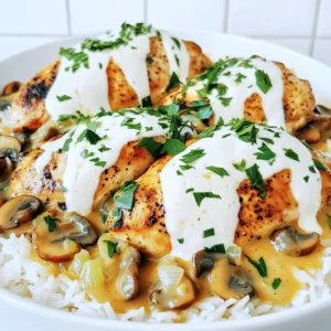 - 4 boneless, skinless chicken breasts - 2 cups sliced mushrooms (cremini or button) - 1 medium onion, diced - 3 cloves garlic, minced - 1 cup chicken broth - 1 cup heavy cream - 2 tablespoons olive oil - 1 teaspoon dried thyme - 1 teaspoon dried rosemary - Salt and pepper to taste - Fresh parsley, chopped - Additional herbs When making creamy mushroom chicken, you need fresh and simple ingredients. The chicken breasts serve as the main protein. I love using cremini or button mushrooms for their deep flavor. Diced onion adds sweetness, while minced garlic gives it a nice kick. For the sauce, chicken broth adds moisture and flavor. Heavy cream makes it rich and creamy. Olive oil is perfect for searing the chicken. Seasonings like thyme and rosemary enhance the taste, while salt and pepper balance everything out. To finish, you can garnish your dish with fresh parsley or other herbs. This adds color and freshness to your meal. Using high-quality ingredients makes a big difference in flavor. - Searing the chicken Start by heating olive oil in a large skillet over medium heat. Once hot, add the chicken breasts. Sear them for 2 to 3 minutes on each side until they become golden brown. This step locks in flavor and moisture. After searing, remove the chicken from the skillet and set it aside. - Sautéing the vegetables In the same skillet, add the diced onion. Sauté it for about 3 to 4 minutes until it turns translucent. Then, add the minced garlic and sliced mushrooms. Cook these for around 5 minutes, stirring often. The mushrooms should be tender and the moisture should be released. This mix will add depth to your dish. - Combining ingredients in the slow cooker In your slow cooker, combine the sautéed onion, garlic, and mushrooms. Add in the chicken broth, dried thyme, and dried rosemary. Season with salt and pepper to taste. Stir the mixture well to blend the flavors. Nestle the seared chicken breasts into this mixture. - Cooking times for low and high settings Cover the slow cooker. Cook the dish on low for 4 to 6 hours or on high for 2 to 3 hours. The chicken should be cooked through and tender by the end of the cooking time. - Adding heavy cream About 30 minutes before serving, stir in the heavy cream. This addition will make the sauce rich and creamy. Let it warm through, and taste it. Adjust the seasoning if needed. - Shredding chicken if desired Once the chicken is done, remove it from the slow cooker. If you like, shred the chicken using two forks. Then, stir everything together in the slow cooker. This step will help the flavors meld beautifully. Enjoy your creamy mushroom chicken! To make your creamy mushroom chicken shine, use these seasonings: - 1 teaspoon dried thyme - 1 teaspoon dried rosemary - Salt and pepper to taste You can also try adding a splash of white wine or a squeeze of lemon for extra zing. For a twist, swap the chicken for turkey or use other mushrooms like shiitake or portobello. To avoid dry chicken, sear it until golden but do not overcook. This step adds flavor and keeps the meat juicy. If your chicken breasts are very thick, cook them longer on low heat. Check for doneness with a meat thermometer; it should reach 165°F (75°C). For the best meal, serve your creamy mushroom chicken over rice or mashed potatoes. This helps soak up the delicious sauce. You can also add steamed broccoli or green beans for a colorful plate. For a nice touch, garnish with fresh parsley to add brightness to your dish. {{image_2}} You can change the types of mushrooms in this dish. Try portobello or shiitake mushrooms for a richer taste. You can also use a mix of mushrooms for added depth. If you want to swap the chicken, use turkey or even tofu. This provides options for different diets and preferences. To make this dish gluten-free, use a gluten-free chicken broth. Always check labels to ensure no hidden gluten. If you want a low-calorie option, substitute heavy cream with Greek yogurt or a lower-fat cream. You can also reduce the amount of olive oil used. Add vegetables like spinach or carrots for extra nutrients. You can mix in broccoli or bell peppers to brighten the dish. For a twist, consider using different sauces. A splash of soy sauce or balsamic vinegar can add a unique flavor. Experimenting with these choices can make each meal special. - Refrigeration tips: After your meal, let the creamy mushroom chicken cool. Place it in an airtight container. Store it in the fridge. It stays fresh for about 3-4 days. - Freezing options: If you want to save it longer, freeze the leftovers. Use a freezer-safe container. It can last up to 2-3 months in the freezer. Just remember to label it with the date! - Best methods for reheating: The best way to reheat is in the microwave. Use a microwave-safe dish. You can also reheat it on the stove over low heat. Stir often to warm it evenly. - Maintaining texture and flavor: To keep it creamy, add a splash of chicken broth or cream while reheating. This helps maintain its rich flavor and smooth texture. - How long the dish lasts in the fridge: In the fridge, creamy mushroom chicken lasts about 3-4 days. After that, it may spoil. - Signs of spoilage: Check for off smells, changes in color, or mold. If you see any of these signs, it’s best to throw it away. Always prioritize safety! Cooking Creamy Mushroom Chicken takes 4-6 hours on low or 2-3 hours on high. The chicken needs to be tender and cooked through. - Low setting: 4-6 hours - High setting: 2-3 hours This slow cooking allows the flavors to blend well, making the dish rich and tasty. Yes, you can use frozen chicken in this recipe. Just adjust the cooking time. If you use frozen chicken, cook it on high for 4-5 hours instead of the usual times. - Ensure the chicken is in a single layer for even cooking. - Add extra time to ensure it cooks through safely. Using frozen chicken makes preparation easier, especially on busy days. Creamy Mushroom Chicken pairs well with various sides. Here are some great options: - Rice: White rice or brown rice absorbs the sauce well. - Mashed potatoes: They provide a creamy base for the chicken. - Steamed vegetables: Broccoli, green beans, or carrots add color and nutrients. - Pasta: Egg noodles or fettuccine work nicely to soak up the sauce. These sides balance the dish and make it a full meal. This blog post covered how to make delicious Creamy Mushroom Chicken in a slow cooker. You learned about the key ingredients, like chicken, mushrooms, and seasoning. We walked through the preparation and cooking steps, along with useful tips to enhance flavor. You also discovered variations to try and how to store leftovers safely. As you explore this dish, remember that creativity can lead to great meals. Happy cooking!