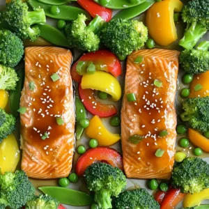- 4 salmon fillets (about 6 ounces each) - ¼ cup honey - 3 tablespoons soy sauce (low-sodium preferred) To make this dish shine, you need fresh salmon fillets. The honey adds sweetness. It balances well with the salty soy sauce. Together, they create a tasty glaze for the salmon. - 1 cup broccoli florets - 1 cup bell pepper, sliced (colorful mix of red, yellow, and green) - 1 cup snap peas - Sesame seeds and chopped green onions for garnish The vegetables add color and crunch. Broccoli florets bring a nice bite. Sliced bell peppers add sweetness. Snap peas offer a fresh snap with each bite. You can sprinkle sesame seeds and green onions for a beautiful finish. - 2 cloves garlic, minced - 1 tablespoon fresh ginger, grated - 1 tablespoon rice vinegar - 1 tablespoon sesame oil - 1 teaspoon cornstarch - Salt and pepper to taste Garlic and ginger give a bold flavor. Rice vinegar adds a tangy note. Sesame oil brings a rich, nutty taste. Cornstarch helps thicken the glaze. Don’t forget to season with salt and pepper. This mix of flavors makes the dish truly special. 1. Preheating the oven: Start by setting your oven to 400°F (200°C). This high heat helps cook the salmon and veggies perfectly. It also makes the honey garlic glaze nice and sticky. 2. Whisking the sauce: In a small bowl, mix together ¼ cup honey, 3 tablespoons low-sodium soy sauce, 2 minced garlic cloves, 1 tablespoon of grated ginger, 1 tablespoon rice vinegar, 1 tablespoon sesame oil, and 1 teaspoon cornstarch. Keep whisking until it is smooth. This sauce is key to the sweet and savory flavor. 1. Placing salmon and vegetables on the sheet pan: Take a large sheet pan and line it with parchment paper. This makes cleanup a breeze. Place 4 salmon fillets in the center and sprinkle them with salt and pepper. Next, arrange 1 cup of broccoli florets, 1 cup of sliced bell pepper, and 1 cup of snap peas around the salmon. 2. Drizzling the honey garlic sauce: Pour the honey garlic sauce evenly over the salmon and veggies. Make sure everything gets coated for the best flavor. This glaze will caramelize in the oven, making it even more delicious. 1. Baking time and temperature: Slide the pan into the preheated oven. Bake for 15-20 minutes. Keep an eye on it. The salmon will be done when it flakes easily with a fork, and the veggies will be tender-crisp. 2. Resting the dish before serving: Once baked, take the pan out of the oven and let it rest for a couple of minutes. This helps the salmon stay moist. Before serving, sprinkle sesame seeds and chopped green onions on top for a lovely finish. Enjoy your meal! How do I check for doneness? To check if your salmon is done, use a fork. Gently press the thickest part. If it flakes easily, it's ready. The salmon should look opaque and slightly shiny. How do I ensure the right texture? A perfect salmon has a tender, moist texture. Avoid overcooking it. Keep an eye on the time, especially if your fillets are thick. Salmon cooks fast in the oven. What are tips for marinating? For great flavor, marinate the salmon for 15 to 30 minutes before cooking. This lets the honey and garlic soak in. Just don’t let it sit too long, or the fish can get mushy. How do I adjust ingredients for taste? Feel free to tweak the sauce. Add more honey for sweetness or more soy sauce for saltiness. You can also play with garlic and ginger amounts. Make it your own! How can I make cleanup easy? Line your sheet pan with parchment paper. This keeps the fish and veggies from sticking. It makes cleanup a breeze. Just peel off the paper when you’re done! What is the best way to manage leftovers? Store any leftovers in an airtight container. Keep them in the fridge for up to three days. Reheat gently in the microwave or oven. This keeps the salmon tasty and fresh. {{image_2}} You can swap the broccoli and snap peas for other veggies. Try carrots, zucchini, or asparagus. Each adds a unique taste and texture. Seasonal veggies work well, too. In spring, use fresh peas or asparagus. In fall, try Brussels sprouts or sweet potatoes. These swaps keep the dish fresh and exciting. If you want to change the protein, chicken or tofu are great choices. For chicken, use boneless breasts or thighs. They cook in about 20-25 minutes. If you pick tofu, use firm or extra-firm. Cut it into cubes and bake for about 15-20 minutes. Both options soak up the honey garlic sauce nicely. You can change the flavor by adding spices or herbs. Try red pepper flakes for heat, or fresh herbs like cilantro or parsley for brightness. Mixing in other sauces can also change the taste. Teriyaki, hoisin, or even a spicy sriracha adds a fun twist. Don't be afraid to experiment and find what you love! To keep your salmon fresh, use airtight containers. Glass containers work well. They do not stain and are easy to clean. Store your leftovers in the fridge. They will stay fresh for up to three days. Be sure to let the dish cool before sealing. You can reheat your salmon in two ways: the microwave or the oven. If you use the microwave, cover the dish and heat for 1-2 minutes. Check to see if it is warm. For the oven, set it to 350°F (175°C) and heat for about 10 minutes. This keeps the salmon nice and moist. To avoid dryness, add a splash of water or broth before reheating. You can freeze your salmon and veggies. Place them in freezer-safe bags or containers. Make sure to remove as much air as possible. They can last up to three months in the freezer. When you are ready to eat, thaw them in the fridge overnight. To reheat, follow the oven instructions above. This way, you keep the taste and texture. Bake salmon at 400°F (200°C) for about 15-20 minutes. Check the salmon after 15 minutes. It should flake easily with a fork when done. Yes, you can use frozen salmon. Just add 5-10 minutes to the baking time. Make sure it’s thawed if you want even cooking. You can use maple syrup or agave syrup as a sweetener. Both will add a nice flavor, though they are less thick than honey. Yes, this recipe is healthy. Salmon is rich in omega-3 fatty acids. The vegetables add fiber and vitamins. The dish is low in added sugar and packed with nutrients. This blog post covered making a tasty salmon dish that’s easy to prepare. We explored the simple ingredients like salmon, honey, and vegetables. The step-by-step guide ensures even beginners can follow along. With tips for cooking and storage, you can enjoy this meal more than once. Experiment with flavors to make it your own. Healthy and fun, this recipe brings joy to your table. Try it out and enjoy the benefits of cooking at home!