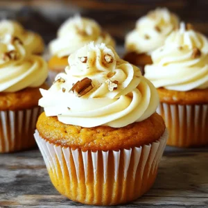 To make pumpkin spice cupcakes, you will need the following ingredients: - 1 ½ cups all-purpose flour - 1 cup granulated sugar - ½ cup brown sugar, packed - 1 teaspoon baking soda - ½ teaspoon baking powder - ½ teaspoon salt - 2 teaspoons pumpkin spice (or a mix of cinnamon, nutmeg, and ginger) - 1 cup pumpkin puree (canned or fresh) - ½ cup vegetable oil - 3 large eggs - 1 teaspoon vanilla extract - ½ cup chopped pecans or walnuts (optional) - Cream cheese frosting (store-bought or homemade) for topping Using these ingredients, you will create a delightful treat that captures the essence of fall. The pumpkin puree adds moisture and flavor. The mix of spices brings warmth and sweetness. You can add nuts for a crunchy texture, but it’s optional. Each ingredient plays a vital role in making these cupcakes moist and delicious. The combination of sugars helps them rise and brown beautifully. The pumpkin spice brings a cozy aroma that fills your kitchen. Keep these ingredients handy, as they are key to crafting the perfect pumpkin spice cupcakes. First, preheat your oven to 350°F (175°C). While that heats up, grab a 12-cup muffin tin. Line it with cupcake liners to make clean-up easy. In a large bowl, combine the dry ingredients. You'll need 1 ½ cups of all-purpose flour, 1 cup of granulated sugar, ½ cup of brown sugar, 1 teaspoon of baking soda, ½ teaspoon of baking powder, ½ teaspoon of salt, and 2 teaspoons of pumpkin spice. Whisk them together until they blend well. In a separate bowl, mix the wet ingredients. Use 1 cup of pumpkin puree, ½ cup of vegetable oil, 3 large eggs, and 1 teaspoon of vanilla extract. Stir until you achieve a smooth mixture. Now, it’s time to combine the two mixtures. Gradually add the wet mixture to the dry ingredients. Stir gently just until combined. Be careful not to over-mix. If you want some crunch, fold in ½ cup of chopped pecans or walnuts. Next, fill each cupcake liner about ⅔ full with the batter. Bake them in the oven for 18-20 minutes. To check for doneness, insert a toothpick into the center. If it comes out clean, your cupcakes are ready! After baking, let the cupcakes cool in the pan for 5 minutes. Then, transfer them to a wire rack to cool completely. Once cool, frost them with cream cheese frosting. You can sprinkle some pumpkin spice or add toasted pecans on top for extra flair! To check for doneness, use a toothpick. Insert it into the center of a cupcake. If it comes out clean, your cupcakes are ready. Avoid over-mixing the batter. Mix just until you see no dry flour. This keeps your cupcakes light and fluffy. For the best cream cheese frosting, beat the cream cheese until smooth. Gradually add powdered sugar for sweetness. You can add vanilla for a richer flavor. If you want a twist, try some maple syrup or a hint of cinnamon. This makes your frosting even more special. Want to boost the flavor? Add a pinch of nutmeg or cloves. You can mix in chocolate chips for a sweet surprise. If you enjoy nuts, try adding chopped pecans or walnuts right into the batter. These little changes make a big difference in taste! {{image_2}} You can easily make these cupcakes gluten-free. Just swap the all-purpose flour with a gluten-free flour blend. Look for a mix that has xanthan gum, as it helps with texture. You may need to adjust the liquid slightly. Always check the package for specific baking tips. For a dairy-free treat, replace the cream cheese frosting. Use a dairy-free cream cheese spread or a simple whipped coconut cream. This keeps the cupcakes light and fluffy while making them suitable for those with dairy allergies. Just remember to ensure all other ingredients are dairy-free. Want to mix it up? Try different toppings! Chocolate ganache adds a rich flavor, while caramel drizzle brings sweetness. You can even top with whipped cream for an airy finish. These options let you customize each cupcake and surprise your taste buds! To keep your pumpkin spice cupcakes fresh, store them at room temperature. Place them in an airtight container. This helps keep them moist and tasty. Make sure to leave space between cupcakes to avoid squishing. If you have leftover cupcakes, they will stay good for about three days on your counter. For long-term storage, freezing is a great option. First, let the cupcakes cool completely. Wrap each cupcake in plastic wrap tightly. Then, place them in a freezer bag or container. Label the bag with the date. You can freeze them for up to three months. When you're ready to enjoy, let them thaw at room temperature. If you have leftover frosting, store it in an airtight container. Keep it in the fridge for up to one week. For longer storage, you can freeze the frosting as well. Just place it in a freezer-safe container. When you want to use it, thaw it in the fridge overnight. Stir it well before frosting your cupcakes again. You can use applesauce or mashed banana as a substitute for pumpkin puree. They add moisture and sweetness. Another option is butternut squash puree. You can also try sweet potato puree, which has a similar texture. These swaps can change the flavor, but they keep your cupcakes tasty. To check if your cupcakes are done, use a toothpick. Insert it into the center of a cupcake. If it comes out clean or with a few crumbs, they are ready. You can also look for a slight spring when you press the top. The edges should be firm, and the tops should look set. Yes, you can make these cupcakes ahead of time. Bake and let them cool completely. Then, store them in an airtight container. They will stay fresh for up to three days at room temperature. For longer storage, freeze the cupcakes without frosting for up to three months. Thaw them before frosting. If you want a different frosting, consider buttercream frosting. A simple vanilla buttercream works well. You can also try whipped cream for a lighter touch. Chocolate ganache is another delicious option for a rich flavor. If you prefer dairy-free, use coconut cream whipped topping as an alternative. You learned how to make delicious pumpkin cupcakes from scratch. We covered all the steps, from gathering ingredients to baking and cooling. You can even try variations like gluten-free or dairy-free options. Remember, checking for doneness and storing your cupcakes properly keeps them fresh longer. Experiment with flavors and toppings to make your cupcakes unique. Now, you have the tools to create mouthwatering treats that friends and family will love. Enjoy baking and sharing your tasty creations!