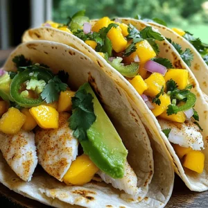 To make mango salsa fish tacos, gather these fresh and tasty ingredients: - Fish Options: tilapia, cod, or halibut - Spices: chili powder, cumin, garlic powder - Fresh Produce: mango, red onion, jalapeño, cilantro, lime, avocado - Tortillas: corn tortillas - Seasoning: salt and pepper You will need one pound of firm white fish. This fish should be cut into one-inch pieces. I like to use tilapia because it cooks quickly and has a mild flavor. Cod and halibut are also great choices. For spices, you will need chili powder, cumin, and garlic powder. These spices add a warm, savory taste to the fish. Make sure to season the fish well with salt and pepper, too. Next, let’s talk about the fresh produce. A ripe mango brings sweetness to the salsa. You want it diced into small pieces. The red onion adds a nice crunch, while the jalapeño gives a little heat. Don’t forget the fresh cilantro for a burst of flavor. Lastly, a squeeze of lime juice brightens everything up. Avocado slices make the tacos creamy and rich. For the tortillas, I recommend using corn tortillas. They have a great texture and flavor. These will hold all your yummy fillings together. Gather these ingredients, and you are ready to make a delicious meal! Marinating the Fish with Spices To start, take your fish and cut it into 1-inch pieces. In a bowl, mix the fish with 2 tablespoons of olive oil. Add 1 teaspoon of chili powder, 1 teaspoon of cumin, and ½ teaspoon of garlic powder. Season with salt and pepper to taste. Toss everything together until each piece is coated well. Let the fish sit for about 10 minutes to soak up those great flavors. Cooking Techniques for Better Flavor Preheat a skillet over medium-high heat. Once hot, add the seasoned fish in a single layer. Cook for 3 to 4 minutes on each side. The fish should be golden and flake easily with a fork when done. Remove it from the heat and set it aside. This method keeps the fish juicy and full of flavor. Ingredients Mixing Guidelines For the mango salsa, take 1 ripe mango and dice it. Then, chop ½ a red onion and 1 small jalapeño after removing the seeds. In a bowl, combine the mango, onion, jalapeño, and ¼ cup of fresh cilantro. Squeeze in the juice of 1 lime for a zesty kick. Gently mix everything together and add a pinch of salt to taste. Tips for Achieving the Right Texture Mix the salsa carefully to keep the mango pieces intact. You want a nice balance of crunch from the onion and jalapeño, with the softness of the mango. Let the salsa sit for a few minutes to allow the flavors to blend. Warming Tortillas: Best Practices To warm the corn tortillas, you can use a dry skillet over medium heat. Cook each tortilla for about 30 seconds on each side until they are soft and warm. Alternatively, you can microwave them for about 15 seconds. This step makes the tortillas easier to fold. Layering Fish and Salsa Now, it’s time to build your tacos. Place a spoonful of the cooked fish on each warm tortilla. Top it with a generous amount of mango salsa. Add a few slices of avocado for creaminess. Enjoy these vibrant tacos right away for the best taste! To make sure your fish is perfect, look for a few signs. The fish should turn opaque and flake easily with a fork. This usually takes about 3-4 minutes per side on medium-high heat. If the fish looks dry or hard, you may have overcooked it. You can add more flavor to your fish tacos with a few extras. Try mixing in some lime zest for a fresh twist. You can also add diced bell peppers or corn to the salsa. A pinch of smoked paprika can give the fish a nice kick. Feel free to adjust spices to match your taste! These tacos pair well with simple sides. Serve with a fresh green salad or tortilla chips and salsa. For drinks, a light beer or a refreshing limeade works great. You can also try a chilled white wine to enhance the meal. Enjoy your delicious tacos with friends and family! {{image_2}} You can switch up the fish in these tacos. Chicken works great if you prefer poultry. Shrimp is another tasty choice. If you want a plant-based option, try tofu or tempeh. Just season them like the fish. Each protein brings its own flavor and texture. Adjust the cooking time based on what you choose. Mango salsa can be fun to change. You can add other fruits like pineapple or peaches for sweetness. Try adding bell peppers for a crunch. Even diced tomatoes can enhance the mix. Each fruit or veggie adds unique taste and texture. Feel free to experiment based on what you have. This keeps the salsa fresh and exciting. When it comes to tortillas, corn is classic. But flour tortillas can be softer and chewier. If you want to cut carbs, use lettuce wraps. You can also find low-carb tortillas at many stores. Each type offers a different experience. Choose what you enjoy most or what fits your diet. Store leftover fish tacos in an airtight container. Make sure to separate the fish from the tortillas and salsa. This keeps everything fresh. Place the fish in the fridge within two hours of cooking. It will stay good for up to three days. For mango salsa, use a clean, airtight container. Keep it in the fridge for up to four days. Always check for freshness before using. If you see any signs of spoilage, it’s best to toss it. If you want to keep it longer, you can freeze it. Just make sure to leave some space in the container since it can expand. When reheating, avoid using the microwave alone. It can make the fish tough. Instead, try these methods: - Skillet: Heat a small amount of oil in a pan. Add the fish and cook on medium heat until warmed through. - Oven: Place the fish on a baking sheet. Heat in a preheated oven at 350°F until hot, about 10 minutes. These methods help restore the fish's texture while keeping it moist. Enjoy your tasty fish tacos again! Yes, you can use frozen fish for these tacos. Just make sure to thaw it first. To thaw, place the fish in the fridge overnight. If you're short on time, you can also use the cold-water method. Submerge the sealed fish in cold water for about 30 minutes. After thawing, pat it dry with a paper towel. This helps the spices stick better when you cook it. Cook the fish just like fresh, aiming for 3-4 minutes on each side. The spice level of the mango salsa can vary. It mainly depends on the jalapeño you use. If you want it mild, remove all the seeds and membranes. For more heat, leave some of the seeds in. You can also add more jalapeño or a pinch of cayenne pepper to boost the spice. Taste the salsa as you mix it, and adjust to your liking. This way, you can find the perfect balance for your palate. Making this recipe gluten-free is simple. Use corn tortillas instead of flour tortillas, as they are naturally gluten-free. Check the labels on the spices to ensure they are gluten-free. Most spices are safe, but some blends may contain gluten. You can also replace any soy sauce with tamari, which is gluten-free. With these swaps, you can enjoy delicious fish tacos without worry. We covered how to make delicious fish tacos from scratch. You learned about the key ingredients and steps for marinating fish, making mango salsa, and assembling the tacos. I shared tips to perfect your cooking times and suggested ways to customize the dish. Remember, you can mix and match proteins and salsas to create your own twist. With proper storage and reheating, you can enjoy these tacos later. Dive into this meal as a fun family dish or a tasty treat for friends!