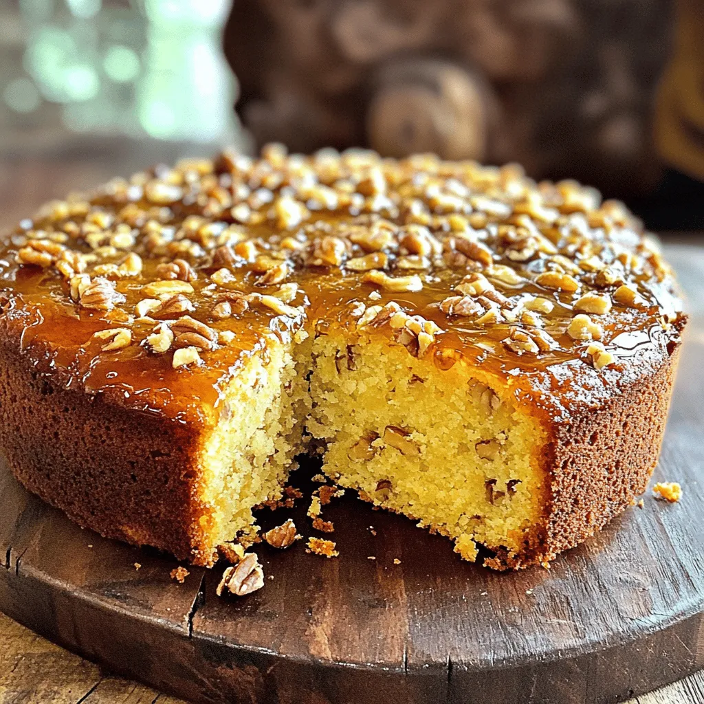 To make this yummy coffee cake, gather these simple ingredients: - 2 cups all-purpose flour - 1 cup granulated sugar - ½ cup unsalted butter, softened - 1 cup milk - 2 large eggs - 2 teaspoons baking powder - 1 teaspoon vanilla extract - ½ teaspoon salt - 1 cup chopped walnuts - ½ cup maple syrup - 1 teaspoon cinnamon You can swap some ingredients if needed. Here are a few options: - Use coconut oil instead of butter for a dairy-free option. - Swap almond milk for regular milk to make it dairy-free. - Use brown sugar instead of granulated sugar for a richer flavor. - If you want a nut-free cake, leave out the walnuts entirely. Choosing the right ingredients makes a big difference. Here’s what I recommend: - Use fresh, high-quality eggs for better flavor and texture. - Choose real maple syrup, not imitation, for a true maple taste. - Opt for organic all-purpose flour for a cleaner bake. - Select fresh walnuts and chop them yourself for the best crunch. Using these quality ingredients will elevate your coffee cake and impress your guests! First, I preheat the oven to 350°F (175°C). This step is key for even baking. Next, I grease a 9x13 inch baking pan. I use butter for a nice, non-stick finish. Make sure to cover all corners well. This helps the cake come out easily after baking. In a large bowl, I cream together softened butter and granulated sugar. I mix until it looks light and fluffy. Then, I add the eggs, one at a time. Each egg needs a good mix before the next. After that, I stir in the vanilla extract for flavor. In a separate bowl, I whisk the flour, baking powder, salt, and cinnamon. Mixing these dry ingredients first helps them blend well. I then add this dry mix to my creamed mixture, alternating with the milk. I mix until just combined but avoid overmixing. Finally, I gently fold in the chopped walnuts and maple syrup. This adds a nice crunch and sweetness. Now, I pour the batter into the prepared baking pan. I smooth the top with a spatula to make it even. I place the pan in the oven and bake for 30-35 minutes. To check if it’s done, I insert a toothpick into the center. If it comes out clean, the cake is ready! After baking, I let the cake cool in the pan for about 10 minutes. Then, I carefully transfer it to a wire rack. This step helps it cool completely and avoids sogginess. For an extra treat, I sometimes drizzle maple syrup on top before serving. To get the best texture for your Maple Walnut Coffee Cake, follow these simple tips: - Use room temperature butter and eggs. This helps mix the batter smoothly. - Do not over-mix the batter. Mix until just combined to keep it fluffy. - Fold in walnuts gently. This keeps the cake light and airy. If you're new to baking, here are some helpful tips: - Preheat the oven. Always preheat your oven to ensure even baking. - Use the right pan size. A 9x13 inch pan works best for this recipe. - Test with a toothpick. Insert it into the center to check if it’s done. Serving your coffee cake is easy and fun. Here are some ideas: - Serve warm or at room temperature. This makes the flavors shine. - Pair with coffee or tea. The flavors of maple and walnuts go well with both. - Add a drizzle of maple syrup on top. This adds sweetness and looks nice. {{image_2}} You can make a gluten-free version of this cake. Use gluten-free flour instead of all-purpose flour. Look for a blend that works best for baking. Many brands offer this option. Follow the same steps in the recipe. You will get a moist and tasty cake. For a creamier twist, add a cream cheese swirl. Mix 8 ounces of softened cream cheese with ¼ cup of sugar and 1 egg. After mixing the batter, pour half into the pan. Then, dollop the cream cheese mix on top. Use a knife to swirl it into the batter. Pour the rest of the batter over this. Bake as usual for a rich flavor. You can also make this cake nut-free. Simply leave out the walnuts. For extra texture, add ½ cup of oats or chocolate chips. This change still keeps the cake delicious and fun. Follow the same recipe steps for baking. Enjoy a tasty treat without the nuts. After you finish your delicious cake, let it cool. Cut the cake into slices. Place the slices in an airtight container. If you do not have one, wrap the cake in plastic wrap. This keeps it fresh for up to four days at room temperature. For best taste, keep it in a cool, dry place. To keep your cake fresh, avoid direct sunlight. Heat and humidity can dry it out. If you want to keep it longer, refrigerate it. Wrap the cake tightly in foil before putting it in the fridge. This helps it last for about a week. Remember, cold storage can change the texture, so serve it at room temperature. You can freeze Maple Walnut Coffee Cake for later! First, let the cake cool completely. Wrap individual slices in plastic wrap. Then, place them in a freezer-safe bag. Mark the date on the bag. The cake will stay fresh for up to three months. When you want a slice, remove it from the freezer. Let it thaw in the fridge overnight or at room temperature for a few hours before serving. Enjoy the taste of your cake any time! To keep your maple walnut coffee cake moist, use fresh ingredients. Use room temperature butter and eggs. Adding milk helps too. Avoid overmixing the batter, as this can dry it out. Bake just until a toothpick comes out clean. You can also store it in an airtight container. This keeps moisture in. Yes, you can! If you dislike walnuts, try pecans or almonds. Both nuts add a nice crunch. You can even skip nuts for a nut-free cake. Just keep the flavor balance in mind. Using nuts can enhance the cake's texture and taste. When stored properly, your cake can last for about 3 to 5 days. Keep it in an airtight container. If you want it to last longer, freeze it. It can stay good for about 3 months in the freezer. Just remember to thaw it before serving. Absolutely! You can prepare the batter a day in advance. Just cover it and keep it in the fridge. For baked cake, you can also make it a day ahead. Just allow it to cool before storing. This makes serving easy for special occasions or brunch. This blog post covered how to make a Maple Walnut Coffee Cake. We discussed the best ingredients, step-by-step instructions, and tips for success. You learned about fun variations and how to store leftovers properly. In the end, making this cake is rewarding and simple. Enjoy your baking journey and share your delicious results!