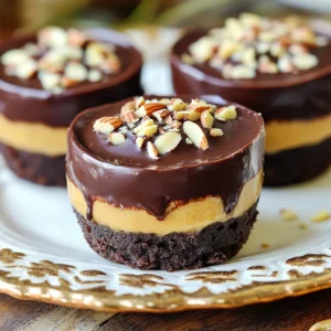 - 1 cup almond butter - ½ cup coconut oil, melted - ¼ cup cocoa powder - ¼ cup maple syrup or honey - 1 teaspoon pure vanilla extract - ¼ teaspoon sea salt - ½ cup dark chocolate chips - ¼ cup chopped almonds (optional topping) Gather these simple ingredients. Each one plays a key role in flavor and texture. Almond butter gives a creamy base. Coconut oil helps things bind together while adding richness. Cocoa powder provides that deep chocolate taste. Maple syrup or honey adds just the right sweetness. Vanilla extract boosts all the flavors. Sea salt balances the sweetness and enhances taste. Dark chocolate chips are the final layer of joy. If you like, sprinkle chopped almonds on top for crunch. This mix will help you create a treat that feels indulgent yet simple. - In a mixing bowl, combine: - 1 cup almond butter - ½ cup melted coconut oil - ¼ cup cocoa powder - ¼ cup maple syrup or honey - 1 teaspoon pure vanilla extract - ¼ teaspoon sea salt - Stir the mixture until it is smooth and well combined. This step is key for a rich flavor. - Line a muffin tin with paper liners to keep the cups from sticking. - Spoon about 2 tablespoons of the almond butter mixture into each liner. Fill them halfway. Use the back of a spoon to press down gently for even layers. - Place the muffin tin in the freezer for 15 to 20 minutes. This helps the almond butter layer set. - While that freezes, melt ½ cup dark chocolate chips in a microwave-safe bowl. Heat in 30-second bursts, stirring until smooth. - Remove the muffin tin from the freezer. Pour the melted chocolate over the almond butter layer in each cup. - If you want, sprinkle with ¼ cup chopped almonds for a nice crunch. - Return the muffin tin to the freezer for another 30 minutes to let the chocolate set. - After they are set, remove the cups from the freezer and peel away the paper liners. Enjoy! - Use natural almond butter for a healthier option. This choice enhances flavor and nutrition. - Allow the chocolate to cool slightly before pouring over the almond butter. This helps keep the layers distinct. - Replace maple syrup with agave nectar for a vegan option. This change keeps the sweetness while meeting dietary needs. - Use other nut butters like peanut butter for a different flavor. Each nut butter brings its own unique taste and texture. {{image_2}} You can easily mix up the flavors. Adding a pinch of sea salt on top gives a nice touch. Salt balances the sweetness and enhances the chocolate. Another fun idea is to add shredded coconut into the almond butter mix. This adds a chewy texture and a tropical twist to your cups. You can adjust the taste and feel by changing the cocoa powder amount. Adding more cocoa powder gives a richer, deeper chocolate flavor. To add crunch, try topping your cups with different nuts or seeds. Chopped walnuts or sunflower seeds work well. Mixing these in can make the treat even more delicious! You can keep these no-bake chocolate almond butter cups in the freezer. Use an airtight container for best results. They will stay fresh for up to 2 months. When you want to enjoy them, simply thaw before serving. If you’re in a hurry, you can eat them straight from the freezer. They taste great cold! These cups are best enjoyed at room temperature. Let them sit out for a few minutes before serving. Avoid putting them in the microwave. Reheating can change their texture, and we want them to stay smooth and creamy. Enjoy your tasty treat! Yes, you can use peanut butter or cashew butter. Both options work well. Each nut butter adds a unique flavor. This gives you room to create your favorite taste. These cups can be stored in the freezer for up to 2 months. Just keep them in an airtight container. They will stay fresh and tasty. You can enjoy them whenever you like. Yes, they are quite healthy. They contain good fats from the nut butter and coconut oil. The maple syrup or honey adds natural sweetness. This makes them a guilt-free treat that tastes great! These no-bake chocolate almond butter cups are easy and fun to make. You only need a few ingredients and simple steps to get delicious results. Remember, you can swap ingredients to match your taste. Store them in your freezer for a sweet treat anytime. Enjoy this guilt-free snack without worry. You’ll love how satisfying they are and how quick they come together. Happy cooking!
