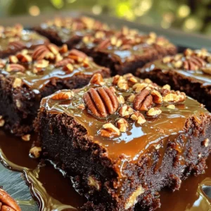 - 1 cup unsalted butter - 2 cups granulated sugar - 1 teaspoon vanilla extract - 4 large eggs - 1 cup all-purpose flour - 1 cup cocoa powder - ½ teaspoon baking powder - ¼ teaspoon salt - 1 cup pecans, chopped - 1 cup corn syrup - 1 cup brown sugar, packed - 2 teaspoons vanilla extract (for the pecan topping) For best results, use unsalted butter. If you want a richer flavor, try using salted butter. Instead of granulated sugar, you can use coconut sugar for a healthier choice. If you want to reduce sugar, use a sugar substitute that measures like regular sugar. Choose fresh pecans for the best taste. Look for pecans that feel firm and smell nutty. Store your flour in a cool place to keep it fresh. Use fresh eggs; check the date on the carton. Always measure your ingredients accurately for the best results. - Preheat your oven to 350°F (175°C). Grease a 9x13 inch baking pan. - In a large bowl, whisk the melted butter, granulated sugar, and 1 teaspoon of vanilla extract until smooth. - Add the eggs, one at a time. Mix well after each egg. - In another bowl, sift together the all-purpose flour, cocoa powder, baking powder, and salt. - Gradually add this dry mixture to the wet ingredients. Stir until just combined. - In a separate bowl, mix the corn syrup, brown sugar, and 2 teaspoons of vanilla extract until well blended. - Pour this corn syrup mixture over the brownie batter in the pan. Spread it carefully to cover the top. Now you’re ready to bake these delightful pecan pie brownies. Enjoy the rich flavor they bring! - Checking for doneness: To check if your brownies are ready, insert a toothpick into the center. If it comes out with moist crumbs, they are done. Avoid wet batter, as it means they need more time. Start checking around 30 minutes to prevent overbaking. - Cooling and storing tips: After baking, let the brownies cool completely in the pan. This helps them set and makes slicing easier. Once cool, slice into squares. Store them in an airtight container at room temperature. They stay fresh for up to five days. - Serving ideas with sauces and toppings: Serve your pecan pie brownies warm for the best taste. Drizzle with caramel or chocolate sauce to add a sweet touch. A scoop of vanilla ice cream on the side makes it even better. - Garnishing with additional pecans: Sprinkle extra chopped pecans on top before serving. This adds crunch and looks great. You can also use a dusting of powdered sugar for a pretty finish. If your brownies come out too dry, it might mean you baked them too long. Always check for doneness early. If they are too gooey, they likely need more baking time. For a chewy texture, mix the batter less after adding the dry ingredients. This keeps the brownies soft. If you want a richer taste, consider adding more cocoa powder. {{image_2}} You can make nut-free pecan pie brownies by simply leaving out the pecans. Substitute the chopped pecans with sunflower seeds or pumpkin seeds. These seeds add a nice crunch without the nut allergy risk. They also bring a unique flavor to the brownies. You will still enjoy the rich chocolate taste, making them a great treat for everyone. For a twist, try adding chocolate chips to your pecan pie brownies. Mix in one cup of semi-sweet or dark chocolate chips into the batter. This addition boosts the chocolate flavor, making the brownies even richer. You can also sprinkle some on top before adding the pecan topping. This gives a lovely look and taste to your dessert. To make gluten-free pecan pie brownies, swap the all-purpose flour for a gluten-free blend. Look for a mix that works well in baking. Ensure it has a good balance of starches and flours. This way, your brownies will still rise and taste great. The texture may change slightly, but they will still be delicious and satisfying. Store your pecan pie brownies in an airtight container. This keeps them fresh and moist. Place parchment paper between layers to avoid sticking. Keep them at room temperature for up to four days. If you want them to last longer, refrigerate them. To freeze brownies, cut them into squares first. Wrap each piece in plastic wrap, then place them in a freezer bag. Seal the bag tightly, removing as much air as possible. These brownies can last in the freezer for up to three months. When you’re ready to enjoy, thaw them in the fridge overnight. For the best texture, reheat brownies in the oven. Preheat your oven to 350°F (175°C). Place the brownies in an oven-safe dish, cover with foil, and warm for about 10 minutes. This keeps them soft and chewy. You can also use the microwave. Heat for about 10-15 seconds. Enjoy your warm, delightful brownies! Yes, you can make pecan pie brownies ahead of time. Bake them and let them cool completely. Then, cover them tightly with plastic wrap or foil. Store them in the fridge for up to three days. This helps the flavors blend well. Pecan pie brownies last about four to five days at room temperature. If you keep them in the fridge, they can last up to a week. Just make sure to store them in an airtight container to keep them fresh. Yes, you can use different nuts in this recipe. Walnuts or almonds work well too. Just chop them up like pecans. This can add a new taste and texture to your brownies. Yes, you can make these brownies without eggs. Use a mix of ¼ cup applesauce or ¼ cup mashed bananas for each egg. This will help keep the brownies moist. You can also try using flaxseed meal mixed with water as a substitute. You can serve pecan pie brownies with whipped cream or vanilla ice cream. A drizzle of chocolate or caramel sauce adds a nice touch too. You can also top them with extra chopped pecans for a fun crunch. We explored the key ingredients for delicious pecan pie brownies and how to prepare them. You learned about tips for fresh ingredients, step-by-step baking instructions, and ways to store your brownies for lasting flavor. Remember, perfecting your brownies takes practice. Try different variations to find your favorite. Enjoy your tasty creations and impress your friends and family with these easy tips. Happy baking!