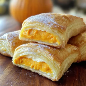 To make a delicious Pumpkin Cream Cheese Danish, you'll need a few simple ingredients. Each one plays a key role in creating that rich, warm flavor. Here’s what you need: - 1 sheet of puff pastry (thawed) - 4 oz cream cheese, softened - ½ cup pumpkin puree - ¼ cup granulated sugar - 1 teaspoon vanilla extract - 1 teaspoon pumpkin pie spice - 1 egg (for egg wash) - 1 tablespoon milk (for egg wash) - Powdered sugar for dusting (optional) These ingredients work together to create a sweet and creamy filling. The puff pastry gives a nice crunch. The cream cheese adds a rich texture, while the pumpkin puree provides that classic fall flavor. The sugar balances the taste, and the spices bring warmth to each bite. You will love how easy and fun it is to make this treat with these ingredients! First, set your oven to 400°F (200°C). This heat helps the pastry puff up nicely. While it heats, you can prepare your baking sheet. Line it with parchment paper. This step keeps your Danish from sticking. Next, take your puff pastry out. Make sure it is thawed. On a lightly floured surface, roll the pastry into a rectangle. Aim for about ⅛ inch thick. Cut the pastry into four equal squares. Each square will hold your tasty filling. Now, grab a mixing bowl. Add 4 oz of softened cream cheese. Then, mix in ½ cup of pumpkin puree. Add ¼ cup of granulated sugar, 1 teaspoon of vanilla extract, and 1 teaspoon of pumpkin pie spice. Stir until smooth. This filling is the star of your Danish. Place a spoonful of the pumpkin cream cheese filling in the center of each square. Fold the corners of each square toward the middle. This creates a pocket for the filling. Pinch the edges to seal them well. Make sure no filling can escape. In a small bowl, whisk together 1 egg and 1 tablespoon of milk. This is your egg wash. Brush the tops of each Danish with the wash. This gives your pastries a nice, glossy finish when baked. Place the Danish in your preheated oven. Bake for 15-20 minutes. Keep an eye on them. They should turn golden brown and puffed up. Once done, take them out and let them cool slightly. If you want, dust them with powdered sugar before serving. Enjoy your tasty treat! To thaw puff pastry, place it in the fridge overnight. If you need it fast, leave it at room temp for 30 minutes. Avoid microwave thawing, as it can ruin the texture. Always keep it covered to prevent drying out. Start with room temperature cream cheese. This helps it blend easily with the pumpkin puree. Use a hand mixer or a whisk for a smooth mix. Make sure there are no lumps for the best flavor and texture. When sealing your Danish, make sure to pinch the edges firmly. This keeps the filling from leaking. Use a fork to crimp the edges if you like. It also adds a nice touch to the look of your pastry. For even baking, space out your Danish on the baking sheet. This allows hot air to flow around them. Rotate the baking sheet halfway through cooking. This helps all sides bake evenly for a perfect golden finish. {{image_2}} You can change the cream cheese filling for a new taste. Try using mascarpone for a richer flavor. Ricotta is another option that gives a light texture. For a fun twist, add some lemon zest to brighten the filling. You can even mix in chocolate chips for a sweet surprise. Each of these options will offer a unique flavor and texture to your Danish. The pumpkin filling can be more than just pumpkin puree. You can stir in some chopped nuts for crunch. Pecans or walnuts work well and add a nice texture. Try adding a splash of maple syrup for extra sweetness. A pinch of cinnamon can enhance the pumpkin flavor. You can also add a dash of nutmeg for warmth. These small changes can make your Danish even more tasty. For those needing gluten-free options, there are several choices. Look for gluten-free puff pastry in stores. Many brands now offer a great taste and texture. You can also make your own using almond flour and tapioca starch. This option takes more time but can be fun. Just follow a good gluten-free recipe to ensure your pastry puffs up nicely. Enjoy your delicious Danish while sticking to your dietary needs! Store your leftover Danish in an airtight container. They stay fresh for up to two days at room temperature. If you want to keep them longer, place them in the fridge. They will last about a week in the fridge. Just remember to let them cool completely before sealing them up. You can freeze these Danish for later use. To freeze, wrap each Danish tightly in plastic wrap. Then, place them in a freezer-safe bag or container. They will keep well for up to three months in the freezer. When you want to enjoy them, just thaw them in the fridge overnight. To reheat the Danish, preheat your oven to 350°F (175°C). Place them on a baking sheet and bake for about 10 minutes. This will help keep them crispy. You can also microwave them for about 20-30 seconds if you’re in a hurry, but they may lose some crunch. Enjoy your tasty treat warm! Yes, you can use different pastries. You might try croissant dough or phyllo dough. Each will give a unique taste. Puff pastry works best for its flaky texture. If you want a lighter treat, croissant dough is great. Phyllo dough adds a crisp layer. You can prepare the filling a day before. Store it in the fridge in a sealed container. You can also cut and shape the pastry. Keep the shaped Danish in the fridge until you are ready to bake. Just brush with egg wash before baking. If you lack pumpkin puree, you can use sweet potato puree or butternut squash puree. Both give a sweet and smooth taste. You can also mash cooked carrots for a different flavor. Make sure any substitute is smooth for best results. Check for a golden-brown color on top. The pastry should be puffed and firm. You can also poke one with a toothpick. If it comes out clean, they're done. Bake for 15-20 minutes, but watch closely for burning. Yes, this recipe is vegetarian-friendly. It uses cream cheese and pumpkin, both of which are plant-based. If you want to avoid animal products, look for vegan cream cheese. This swap keeps the flavor and texture you enjoy. This blog post covered the key ingredients and steps to make a delicious pumpkin cream cheese Danish. You learned how to prepare puff pastry and create a tasty filling. We also explored tips for baking and storing your leftovers. Remember, variations can add fun to your baking. Whether you’re an expert or a beginner, this recipe is easy to follow. Dive in and enjoy the warm flavors of fall with this delightful treat. Happy baking!