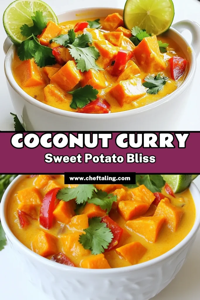 Whip up a delicious Sweet Potato Coconut Curry that’s perfect for any night of the week! This easy recipe features creamy coconut milk, tender sweet potatoes, and aromatic spices for a comforting dish. Ready in just 30 minutes, it’s a flavorful and satisfying meal the whole family will love. Click through to discover the full recipe and elevate your dinner game tonight! #SweetPotatoCoconutCurry #CurryRecipe #HealthyEating #VegetarianCooking