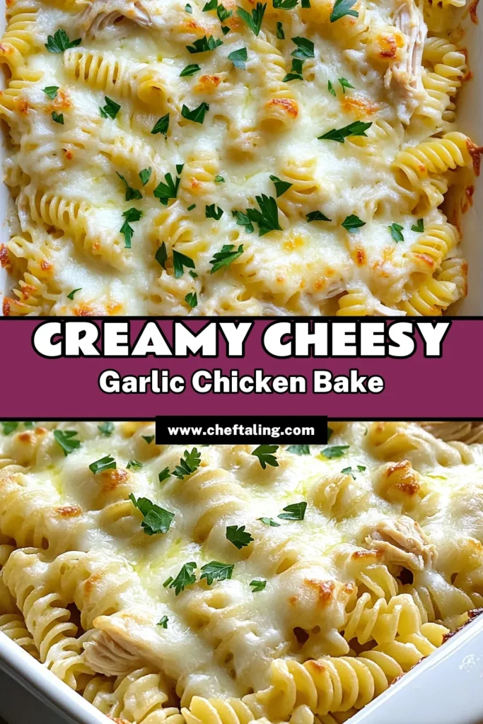 Looking for a delicious and quick meal? Try this 30-Minute Garlic Parmesan Chicken Pasta Bake! This recipe combines tender rotini pasta, shredded chicken, and creamy Parmesan garlic sauce, making it perfect for easy family dinner ideas kid friendly. Ideal for busy nights, this dish is one of the best quick and easy dinner recipes for two. Save this recipe for hassle-free weeknight dinners! #PastaBake #FamilyDinner #EasyRecipes #ChickenPasta