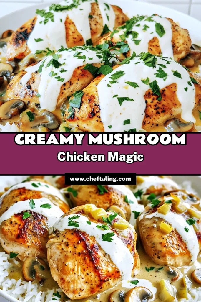 Indulge in a comforting meal with this Creamy Mushroom Chicken Delight! This easy recipe features tender chicken breasts simmered in a rich, creamy mushroom sauce that's perfect for any occasion. Follow our step-by-step instructions to make this mouthwatering dish that will impress your family and friends. Click to explore the full recipe and bring a taste of comfort to your kitchen. #CreamyMushroomChicken #ChickenRecipes #ComfortFood #EasyCooking
