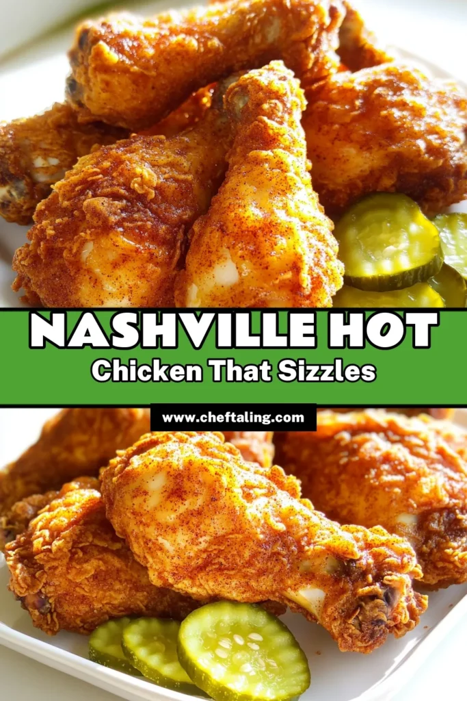 Craving bold flavors? Dive into this Spicy Nashville Hot Buttermilk Fried Chicken recipe! Marinated in zesty buttermilk and coated in a spicy flour mix, this chicken is crispy on the outside and juicy on the inside. Perfect for a crowd or a cozy night in, serve it with pickles and your favorite sides for a mouthwatering experience. Click through to discover the full recipe and spice up your dinner tonight! #NashvilleHotChicken #FriedChicken #SpicyRecipes #ComfortFood