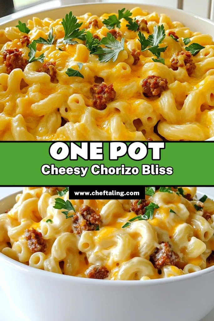 Dive into the delicious world of chorizo recipes dinner with this mouthwatering One Pot Chorizo Mac & Cheese! This easy recipe combines tender elbow macaroni with savory chorizo, creamy cheeses, and bold spices for a dish that's perfect for any weeknight meal. Save this recipe for a comforting dinner that’s ready in just 30 minutes. Click through to explore more amazing chorizo recipes dinner and elevate your culinary skills! #ChorizoRecipes #DinnerIdeas #OnePotMeals #EasyRecipes