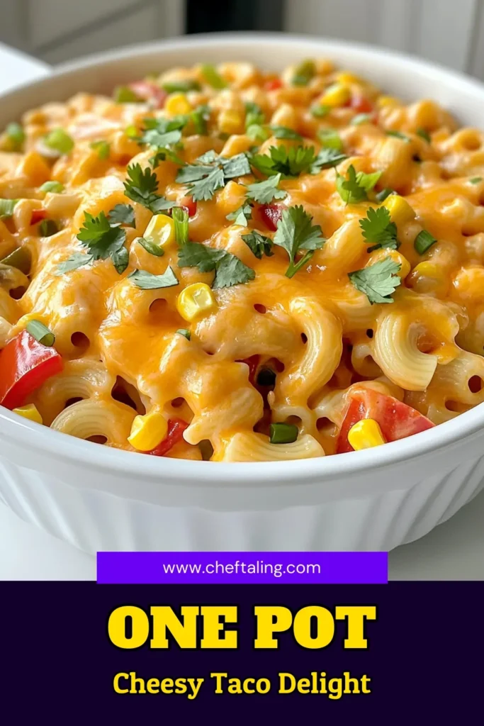 Satisfy your cravings with this Cheesy Taco Pasta Skillet! This delicious one-pan recipe combines elbow macaroni, ground beef or turkey, vibrant veggies, and heaps of melted cheddar for a creamy, flavorful meal the whole family will love. Ready in just 30 minutes, it's perfect for busy weeknights. Don’t miss out – click through for step-by-step instructions and tips! #TacoPasta #OnePanMeal #EasyRecipes #DinnerIdeas