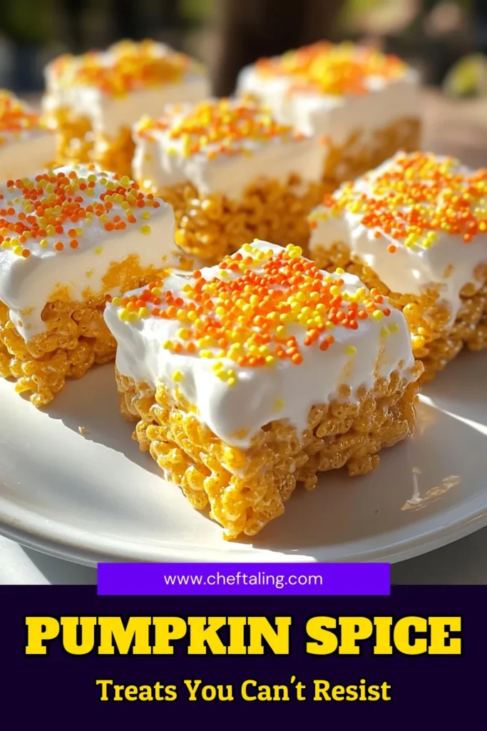 Satisfy your fall cravings with these delicious Pumpkin Spice Rice Krispie Treats! This easy recipe combines Rice Krispies with creamy pumpkin puree and warm spices for the perfect treat. Enjoy a fluffy, gooey dessert that’s perfect for parties or cozy nights in. Click through to discover the full recipe and tips for decorating these festive bites. Get ready to indulge! #PumpkinSpice #RiceKrispieTreats #FallRecipes #SweetTreats