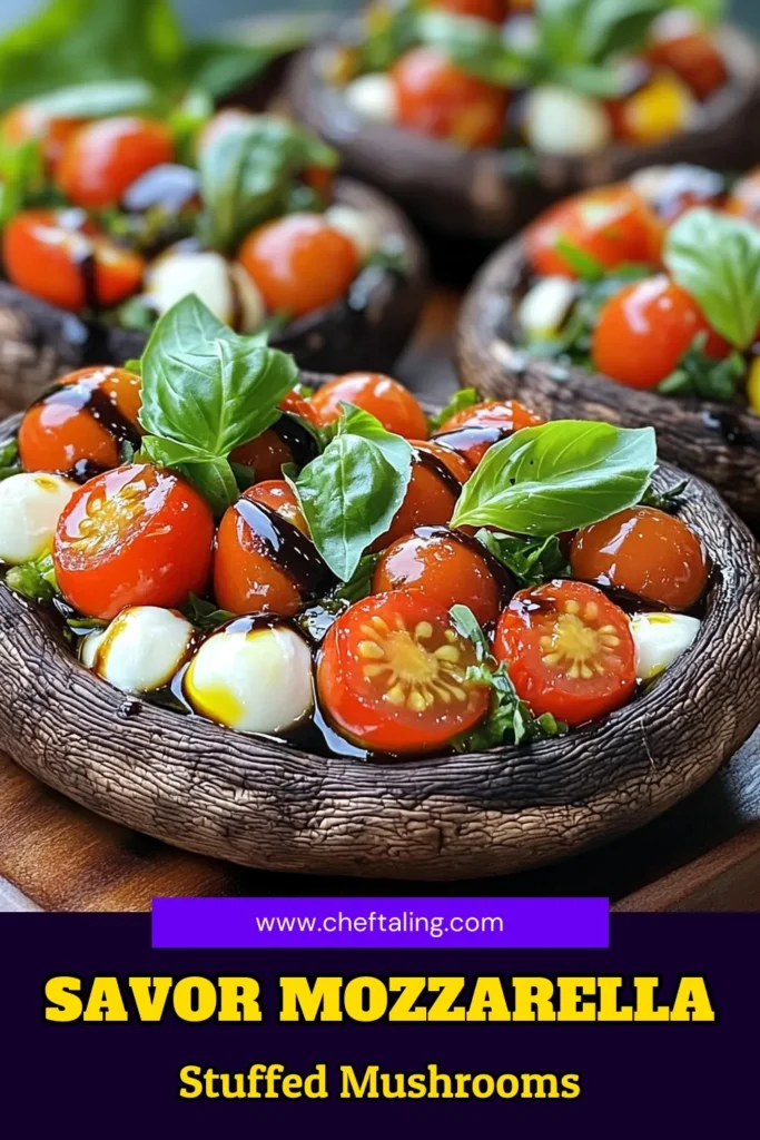 Elevate your meal with Caprese Stuffed Portobello Mushrooms! This easy and delicious recipe combines juicy portobello mushrooms with fresh cherry tomatoes, creamy mozzarella, and aromatic basil for a dish that's sure to impress. Perfect as an appetizer or a light dinner, these stuffed mushrooms are flavorful and satisfying. Click to explore this delightful recipe and bring a taste of Italy to your table today! #CapreseStuffedMushrooms #EasyRecipes #HealthyEating #MushroomRecipes