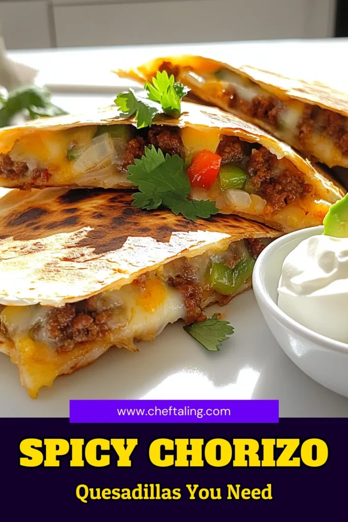 Looking for delicious chorizo recipes for dinner? Try these spicy chorizo quesadillas that are sure to impress! With crispy tortillas, flavorful chorizo, and melted cheese, this easy recipe is perfect for a quick weeknight meal. Spice up your dinner routine with this mouthwatering dish and serve with sour cream or guacamole. Click to discover more chorizo recipes dinner that you’ll love! #ChorizoRecipes #DinnerIdeas #EasyRecipes #SpicyQuesadillas