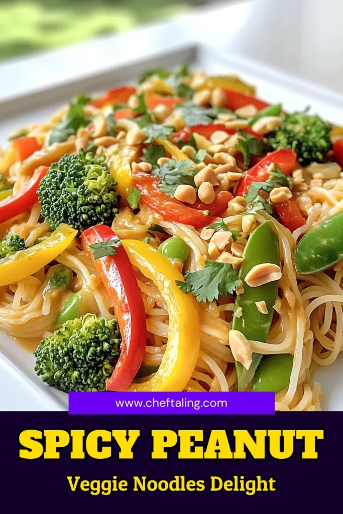 Savor the flavors of Spicy Peanut Veggie Noodles with this quick and easy recipe! Perfectly cooked rice noodles tossed with colorful veggies and a creamy, spicy peanut sauce make for a delightful meal that’s ready in just 30 minutes. Elevate your dinner experience and satisfy your cravings with this delicious dish. Click to explore the full recipe and bring some spice to your table tonight! #SpicyPeanutNoodles #VeggieNoodles #HealthyEating #QuickRecipes