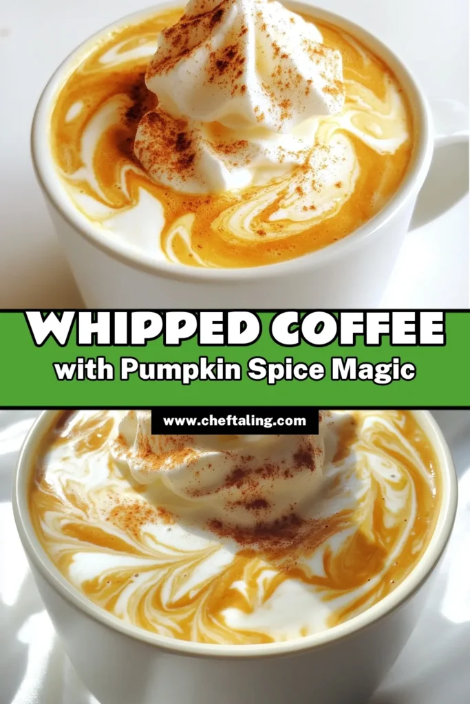 Indulge in the delightful flavors of fall with this easy Pumpkin Spice Whipped Coffee! You'll love how quick it is to whip up this creamy, frothy treat using simple ingredients like instant coffee, pumpkin puree, and spices. Perfect for cozy mornings or as a festive afternoon pick-me-up. Are you ready to taste autumn in a cup? Click through to discover the full recipe and elevate your coffee game today! #PumpkinSpiceWhippedCoffee #FallFlavors #CoffeeLovers #EasyRecipes
