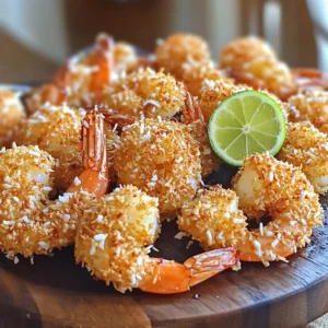 Here’s what you need to make air fryer coconut shrimp: - 1 pound large shrimp, peeled and deveined - 1 cup all-purpose flour - 2 large eggs, beaten - 1 cup shredded coconut (sweetened or unsweetened) - 1 cup panko breadcrumbs - 1 teaspoon garlic powder - 1 teaspoon paprika - Salt and pepper to taste - Cooking spray Gathering fresh ingredients is key. I suggest using large shrimp. They give a nice bite and hold up well during cooking. You can choose sweetened or unsweetened coconut based on your taste. Panko breadcrumbs offer a light crunch, which is perfect for air frying. The garlic powder and paprika add a nice flavor kick. Adjust salt and pepper to your liking. Cooking spray is essential for that golden, crispy finish. Make sure to have everything ready before you start cooking. It makes the process smooth and fun! To start, you want to dry the shrimp. Use paper towels to pat them. This step is key because it removes excess moisture. A dry shrimp will hold the coating better. If you skip this, the coating might slide off. Now it’s time to get organized. You’ll need three separate bowls. In the first bowl, add flour mixed with garlic powder, paprika, salt, and pepper. In the second bowl, beat two large eggs. In the third bowl, mix shredded coconut and panko breadcrumbs. This setup makes the next steps easy and fun. This is where the magic happens. First, take a shrimp and dredge it in the flour mixture. Make sure it’s fully coated. Shake off any extra flour. Next, dip the flour-coated shrimp in the beaten eggs. Ensure it gets well covered. Finally, move it to the coconut and breadcrumb mix. Press the mixture onto the shrimp to help it stick. Repeat this for all the shrimp. Now we are ready to cook. Preheat your air fryer to 400°F (200°C) for about 5 minutes. Once hot, place the breaded shrimp in a single layer in the basket. Make sure they don’t overlap. This helps them cook evenly. Lightly spray the tops with cooking spray. This will make them extra crispy. Cook the shrimp for 8 to 10 minutes. Flip them halfway through for even cooking. They should be golden brown when done. Enjoy your crispy coconut shrimp! To get the best crisp on your coconut shrimp, do not overlap them in the air fryer. When shrimp overlap, they steam instead of fry. This can make them soggy. Keep them in a single layer. Use cooking spray to help achieve a golden, crispy finish. A light spray on the shrimp before cooking enhances the crunch. It also helps the coating brown evenly. Dipping sauces can elevate your shrimp. I love sweet chili sauce for its balance of heat and sweetness. Lime aioli offers a tangy twist that brightens the dish. Both sauces pair well with the coconut flavor. Serve your coconut shrimp with a side of rice or a fresh salad. A light mango salsa adds a fruity touch that complements the shrimp. Try serving with crispy fries for a fun twist. Enjoy these shrimp as an appetizer or a main dish. {{image_2}} To spice things up, add chili powder to the coating. This gives your shrimp a nice kick. Use one teaspoon of chili powder for a mild heat. If you want more spice, feel free to add more. It balances well with the sweet coconut. You can also mix in some cayenne for an extra punch. This change makes the shrimp exciting and fun. If you want a different crunch, try using crushed cornflakes. They give a unique texture. You can also use different types of breadcrumbs. For a more savory flavor, consider using seasoned breadcrumbs. This can enhance the taste of your shrimp. Experimenting with coatings can create a new favorite. If you need gluten-free options, almond flour works great. You can also use gluten-free breadcrumbs. These swaps keep the dish tasty while meeting dietary needs. It’s easy to adapt this recipe for everyone. Just ensure your ingredients are certified gluten-free. This way, you can enjoy coconut shrimp without worry. To keep your coconut shrimp fresh, place leftovers in an airtight container. Make sure the shrimp are cool before sealing. Refrigerate them within two hours of cooking. This helps prevent bacteria growth. Leftover coconut shrimp can last in the fridge for up to three days. If you want to keep them longer, freezing is a better option. When you reheat coconut shrimp, you want to keep them crisp. The best way to do this is to use the air fryer again. Preheat your air fryer to 350°F (175°C). Place the shrimp in a single layer. Heat them for about 5 minutes. This way, they regain their crunch without becoming soggy. You can also use an oven, but the air fryer works best. To freeze coconut shrimp, first cool them completely. Lay them on a baking sheet in a single layer. Freeze them for about an hour, until firm. Then, transfer the shrimp to a freezer-safe bag. Remove as much air as possible before sealing. They can stay in the freezer for up to three months. To thaw, place them in the fridge overnight before reheating. To make coconut shrimp, you start by patting the shrimp dry. This helps the coating stick. Next, set up a breading station with three bowls. One bowl holds flour mixed with garlic powder, paprika, salt, and pepper. The second bowl has beaten eggs. The third bowl combines shredded coconut and panko breadcrumbs. Dredge each shrimp in the flour mixture, dip it in the egg, and then coat it in the coconut mix. Preheat your air fryer to 400°F (200°C) for about five minutes. Arrange the shrimp in a single layer in the basket and spray them lightly with cooking spray. Cook them for 8 to 10 minutes, flipping halfway through. They should turn golden brown and be cooked through. Cook shrimp in an air fryer for 8 to 10 minutes at 400°F (200°C). Flip the shrimp halfway through cooking. This helps them crisp up evenly. When done, they should have a nice golden color. Yes, you can use frozen shrimp for this recipe. Just make sure to thaw them first. Place the frozen shrimp in the fridge overnight or run them under cold water. After thawing, pat them dry to remove any moisture. Then follow the same breading and cooking steps as with fresh shrimp. In this blog post, we explored how to make tasty coconut shrimp in an air fryer. We covered the ingredients, step-by-step instructions, and tips for the perfect bite. I shared variations and storage tips to help you enjoy this dish longer. Remember, air frying keeps it crispy and healthy. Get creative with dips and sides to enhance your meal. Enjoy every crunchy bite and have fun in the kitchen!