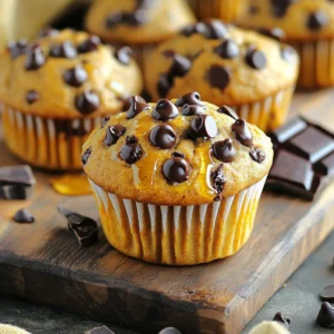 - 1 cup pumpkin puree - ½ cup Greek yogurt - 2 large eggs - ½ cup honey or maple syrup - 1 teaspoon vanilla extract - 1 cup whole wheat flour - ½ cup rolled oats - ¼ cup vanilla protein powder - 1 teaspoon baking powder - 1 teaspoon baking soda - 1 teaspoon pumpkin pie spice - ½ teaspoon salt - ½ cup dark chocolate chips Each ingredient plays a key role. Pumpkin puree gives moisture and flavor. It adds vitamins like A and C. Greek yogurt brings protein and creaminess. It helps the muffins stay soft. Eggs bind the mixture and add protein. Honey or maple syrup sweetens. They also add moisture and flavor. Whole wheat flour boosts fiber and nutrients. Rolled oats add heartiness and texture. Vanilla protein powder increases protein, making these muffins filling. Baking powder and baking soda help them rise. Pumpkin pie spice gives warmth and that cozy fall taste. Lastly, dark chocolate chips add sweetness and a delicious contrast to the pumpkin. If you want to change the sweetener, you can use agave syrup or brown sugar. These options work well and taste great. For the protein powder, you can switch to chocolate or plant-based protein. Both will still give you that protein boost while adding a different flavor twist. Start by preheating your oven to 350°F (175°C). Line your muffin tin with paper liners or grease it lightly. In a large bowl, mix these wet ingredients: - 1 cup pumpkin puree - ½ cup Greek yogurt - 2 large eggs - ½ cup honey or maple syrup - 1 teaspoon vanilla extract Stir these until smooth and creamy. Make sure there are no lumps. In a separate bowl, combine the dry ingredients: - 1 cup whole wheat flour - ½ cup rolled oats - ¼ cup vanilla protein powder - 1 teaspoon baking powder - 1 teaspoon baking soda - 1 teaspoon pumpkin pie spice - ½ teaspoon salt Whisk these dry ingredients together until well mixed. This helps to distribute the baking powder evenly. Now, slowly add the dry mix to the wet mixture. Stir gently until just combined. Be careful not to overmix; a few lumps are okay. Fold in ½ cup dark chocolate chips. They add great flavor! Next, fill each muffin cup about ¾ full with batter. This allows room for the muffins to rise. Bake in your preheated oven for 18-20 minutes. Check if they are done by inserting a toothpick into the center. If it comes out clean, they are ready! Once baked, let the muffins cool in the tin for about 5 minutes. This helps them firm up. Then, transfer them to a wire rack to cool completely. For serving, I like to present them on a wooden board. Drizzle a little honey over the top and sprinkle some extra chocolate chips. Serve warm or at room temperature for the best taste. Enjoy your delicious creation! To make great muffins, avoid overmixing. Mix just until the dry and wet ingredients meet. A few lumps are okay. Overmixing makes muffins tough. For even chocolate chip distribution, fold them in gently. This keeps them from sinking. You want every bite to have a bit of chocolate. Spices can boost the flavor of your muffins. Consider adding cinnamon or nutmeg. These spices complement pumpkin well. You can also mix in some chopped nuts for extra crunch. To ripen bananas, place them in a paper bag. The bag traps ethylene gas, speeding up ripening. Use ripe bananas for sweeter muffins. They also add moisture. {{image_2}} You can make these muffins even more fun! Try adding nuts or fruits to the batter. Walnuts or pecans give a nice crunch. Chopped apples or bananas add more sweetness and moisture. Just remember to keep the total amount balanced with the pumpkin. Switching up the protein powder flavor is another great idea. You can use chocolate protein powder for a richer taste. Vanilla or even a spice-flavored powder can add a twist, too. Just think about what flavors you enjoy most! If you need gluten-free muffins, it's easy to adapt this recipe. Simply substitute whole wheat flour with a gluten-free blend. Make sure it has xanthan gum to help bind the ingredients. You can also use almond flour for a nutty taste. For vegan muffins, swap eggs for flax eggs. Mix one tablespoon of flaxseed meal with three tablespoons of water. Let it sit for five minutes to thicken. Use plant-based yogurt instead of Greek yogurt, and maple syrup works great for sweetening. With these changes, you can enjoy delicious muffins that fit your diet! To keep your Pumpkin Chocolate Chip Protein Muffins fresh, store them in the fridge. Place them in an airtight container. This way, they stay moist and tasty for up to five days. If you want to store them longer, freezing is a great choice. Wrap each muffin tightly in plastic wrap. Then, place them in a freezer bag. They can last for up to three months. When you want one, just take it out to thaw. Reheating your muffins helps bring back their warm, soft texture. For the best results, use the oven. Preheat it to 350°F (175°C). Place the muffin on a baking sheet for about 10 minutes. This method keeps them fluffy. If you are short on time, the microwave works too. Heat each muffin for about 15-20 seconds. Just be careful not to overheat; you want them warm, not hot! Can I use regular flour instead of whole wheat? Yes, you can use regular all-purpose flour. Whole wheat flour adds more fiber and nutrients. It also gives a hearty texture. If you swap, the muffins may be lighter. How long can I store these muffins? You can store these muffins for about 4 to 5 days. Keep them in an airtight container at room temperature. For longer storage, freeze them. They stay good for up to 3 months in the freezer. How many calories per muffin? Each muffin has about 150 calories. This varies based on the exact ingredients you use. They offer protein, fiber, and healthy carbs. Are these muffins suitable for meal prep? Yes, these muffins are great for meal prep. They are easy to make in bulk. You can grab one for breakfast or a snack. They stay fresh for days, making them perfect for busy weeks. What can I do if my muffins don’t rise? If your muffins don’t rise, check the baking powder and baking soda. These are key to making muffins fluffy. Make sure they are fresh. Overmixing the batter can also cause them to not rise. How can I make muffins more moist? To make your muffins more moist, use Greek yogurt or add extra pumpkin puree. Both help keep them soft. Avoid overbaking, as this can dry them out. Keep an eye on them in the oven! Now you have all the tools to make delicious muffins. You learned the key ingredients and their benefits. We discussed simple substitutions and alternatives to fit your needs. I guided you through each step, from preparation to baking and cooling. You now know tricks to perfect your muffins and explore fun variations. Remember to store them correctly and reheat for the best taste. Enjoy baking and sharing these muffins with friends and family! They’re sure to be a hit!