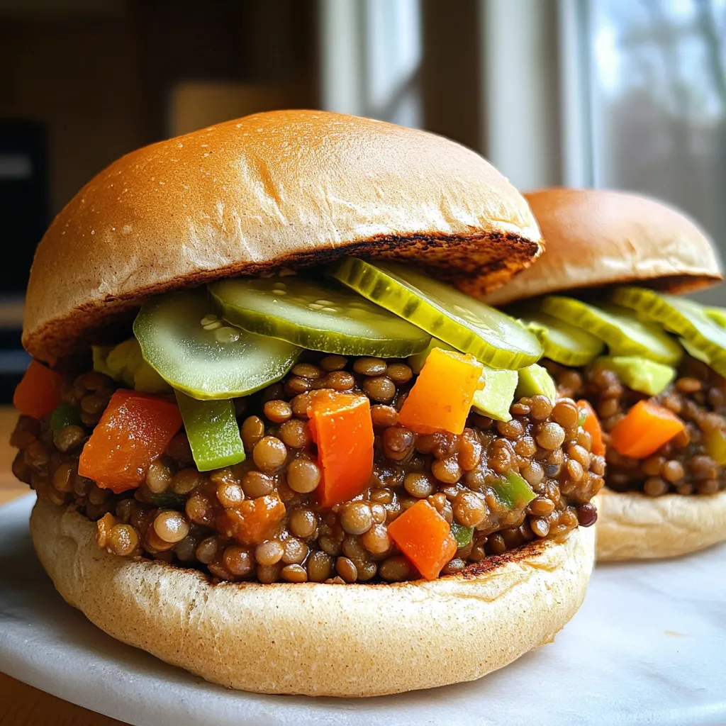 - 1 cup dried green or brown lentils, rinsed - 1 large onion, finely chopped - 2 cloves garlic, minced - 1 medium carrot, diced - 1 bell pepper (red or green), diced - 1 can (15 oz) tomato sauce - 1 tablespoon tomato paste - 2 tablespoons brown sugar - 2 tablespoons apple cider vinegar - 1 tablespoon Worcestershire sauce (check for vegetarian) - 1 teaspoon chili powder - 1 teaspoon smoked paprika - Salt and pepper to taste - Whole wheat burger buns - Sliced pickles - Avocado - Coleslaw You can swap lentils for canned ones to save time. Just rinse and drain. If you want more color, use a mix of bell peppers. For a tangy kick, try adding a splash of hot sauce. If you don't have Worcestershire sauce, use soy sauce for a different flavor. You can also use honey instead of brown sugar for sweetness. If you need a gluten-free option, serve the lentil mix in lettuce wraps or gluten-free buns. Start by rinsing 1 cup of dried lentils under cold water. This step removes any dirt or debris. Next, chop 1 large onion finely. Mince 2 cloves of garlic. Dice 1 medium carrot and 1 bell pepper. You can use red or green bell pepper based on your taste. Once all the veggies are ready, it’s time to combine them with the lentils. In a large slow cooker, add the chopped onion, garlic, carrot, and bell pepper. Then, mix in the rinsed lentils. Pour in 1 can (15 oz) of tomato sauce and add 1 tablespoon of tomato paste. Next, add 2 tablespoons of brown sugar and 2 tablespoons of apple cider vinegar. For flavor, include 1 tablespoon of Worcestershire sauce, 1 teaspoon of chili powder, and 1 teaspoon of smoked paprika. Season with salt and pepper to taste. Stir the mixture well to combine all the ingredients. Cover the slow cooker. Set it to low and cook for 6-8 hours. If you are short on time, you can set it to high for 3-4 hours. Check occasionally, if you can, to stir the mixture. Once the lentils are tender and the mix is thick, taste it. Adjust seasoning if needed. If it seems too thick, add a splash of vegetable broth or water. To serve, spoon the lentil mix onto whole wheat burger buns. You can add optional toppings like sliced pickles or creamy avocado. Coleslaw also makes a great topping. These add flavor and crunch. Enjoy your healthy and hearty meal! To boost flavor in your Slow Cooker Lentil Sloppy Joes, try these tips: - Use fresh herbs like parsley or cilantro. They add a bright taste to your dish. - Add a dash of hot sauce for heat. This gives a nice kick to the mix. - Experiment with spices. Ground cumin or coriander can deepen the flavor. - A splash of liquid smoke can give a smoky taste. Just a little will go a long way. Getting the right texture is key. Here are some pointers: - Rinse your lentils well before cooking. This removes dirt and helps them cook evenly. - Cook on low heat for a longer time. This allows lentils to soften and absorb flavors. - If your mix is too thick, add vegetable broth or water. Mix it in slowly until you reach your desired consistency. - Stir occasionally if you can. This helps everything cook evenly. Avoid these common errors to make the best Sloppy Joes: - Don't skip cleaning the lentils. Dirty lentils can ruin the dish. - Avoid overcooking. Lentils can turn mushy if left too long. - Remember to taste as you go. Adjust seasoning to fit your taste. - Don’t forget the toppings. They add flavor and texture, making the meal more enjoyable. {{image_2}} You can use various lentil types for your Sloppy Joes. Green and brown lentils work great. They hold their shape well during cooking. You can also try red lentils. They cook faster and get softer. This gives a different texture to your dish. Adding extra ingredients can make your meal even better. Try adding some diced mushrooms for a meaty taste. Chopped spinach or kale can boost nutrition. You can also mix in some corn or diced tomatoes. These add sweetness and color. For a richer flavor, add a splash of soy sauce or liquid smoke. If you like spice, add crushed red pepper flakes to the mix. You can also use hot sauce or jalapeños. For a sweeter taste, increase the brown sugar. Honey or maple syrup can work well too. Adjust these amounts to suit your taste. Enjoy the fun of creating your own special Sloppy Joes! To keep your lentil sloppy joes fresh, let them cool first. Then, transfer the mixture to an airtight container. Store it in the fridge for up to 5 days. Make sure to label the container with the date. This way, you will know when to eat it. You can freeze lentil sloppy joes too! Pour the cooled lentil mix into freezer-safe bags. Remove as much air as possible before sealing. Label the bags with the date. These will last in the freezer for about 3 months. When you want to enjoy them, just thaw in the fridge overnight. To reheat, you have a few options. You can use the microwave or stovetop. If using the microwave, heat in short bursts, stirring in between. If using the stovetop, cook over medium heat until warm. You can add a splash of water or broth if it looks too thick. This keeps the mix moist and tasty. Enjoy your meal again! Yes, you can use canned lentils. They save time and are easy to use. If you choose this option, skip the soaking step. Rinse the canned lentils before adding them to the slow cooker. Use about two cans for this recipe. The cooking time will be shorter, so check for doneness after about 1-2 hours on low heat. To make this dish gluten-free, choose gluten-free burger buns. Check the label of the Worcestershire sauce, as some brands use gluten. You can also use tamari sauce as a substitute. This way, you keep all the great flavors without the gluten. Sloppy Joes pair well with many sides. Try serving them with a fresh salad or baked sweet potato fries. Coleslaw adds a nice crunch and balances the flavors. You could also serve them with chips or pickles for a fun touch. Enjoy experimenting with what you love! This blog post detailed how to make a great lentil dish. We covered essential ingredients, step-by-step instructions, and tips to enhance your meal. You learned about variations and how to store leftovers properly. Remember, the key is to adjust flavors to your taste and avoid common mistakes. Experiment with different lentils for unique dishes. Enjoy your cooking journey!