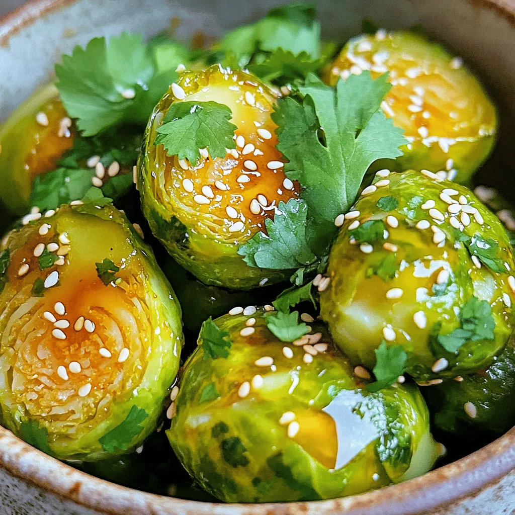 - 1 lb Brussels sprouts, trimmed and halved - 2 tablespoons olive oil - 1 tablespoon honey - 1 tablespoon sriracha sauce (adjust to taste) - 1 teaspoon garlic powder - 1 teaspoon smoked paprika - Salt and pepper to taste - 2 tablespoons sesame seeds (optional, for garnish) - Chopped fresh cilantro (optional, for garnish) - If you want a different sweetener, use maple syrup or agave nectar instead of honey. - For heat, try different hot sauces like chili garlic sauce or even red pepper flakes. - You can swap olive oil with avocado oil or grapeseed oil for a different flavor. These options keep the dish tasty and fun. Don't hesitate to mix things up! Set your air fryer to 375°F (190°C). Preheat it for about 5 minutes. Preheating helps the sprouts cook evenly. It ensures a nice crisp outside while keeping the inside tender. Start by trimming the ends of the Brussels sprouts. Then, cut each sprout in half. Use fresh, firm sprouts for the best taste. Rinse them well under cold water to remove dirt. Pat them dry with a paper towel before cooking. In a small bowl, mix olive oil, honey, sriracha, garlic powder, and smoked paprika. Stir well until combined. Taste the sauce and adjust the sriracha if you want more heat. The balance of sweet and spicy makes this dish special. Place the Brussels sprouts in the air fryer basket. Make sure they are in a single layer for even cooking. Cook them for about 15-18 minutes. Remember to shake the basket halfway through. Check for doneness by looking for a crispy outside and tender inside. If you want more crispiness, add a couple more minutes. To get that perfect crunch, cook your Brussels sprouts for 15 to 18 minutes at 375°F. If you want them crispier, add a few extra minutes. Remember to shake the basket halfway through cooking. This helps them cook evenly and prevents sogginess. Also, make sure to space them out in the basket. Overcrowding can trap steam and make them soft. You can boost the flavor by adding spices like cumin or chili powder. Fresh herbs like thyme or rosemary also work well. If you want it spicier, add more sriracha or even some red pepper flakes. For a milder taste, cut back on the hot sauce and add more honey. These Brussels sprouts pair great with roasted chicken or grilled fish. You can also serve them on a bed of rice or quinoa for a filling meal. Get creative! Try topping them on a salad or serving them as a tasty appetizer. The options are endless! {{image_2}} You can easily make this dish vegetarian or vegan. Simply replace honey with maple syrup or agave nectar. Both options add a sweet touch without using animal products. For the sauce, ensure your hot sauce is vegan-friendly. Most sriracha brands are, but always check the label. Enjoy the same great taste and keep it plant-based! Want to explore new flavors? Try an Asian twist! Add soy sauce and ginger to the mix. This gives a savory kick to the Brussels sprouts. For a Mediterranean flair, use olive oil, lemon juice, and oregano. These changes make the dish fresh and zesty. Get creative and mix flavors that excite your taste buds! You can enhance your Brussels sprouts with seasonal add-ins. Nuts like almonds or walnuts add crunch and richness. Dried fruits like cranberries or apricots offer a sweet contrast. For extra color and nutrition, add seasonal veggies like carrots or bell peppers. These additions make your dish even more enjoyable and unique! To store your sweet and spicy Brussels sprouts, let them cool first. Place them in an airtight container. This helps keep them fresh and tasty. You can refrigerate them for up to three days. If you want to keep them longer, consider freezing. Use a freezer-safe bag or container. Make sure to remove as much air as possible to prevent freezer burn. When reheating, I recommend the air fryer for the best results. Set it to 350°F (175°C) and heat for about 5-7 minutes. This keeps the Brussels sprouts crispy. Avoid the microwave if you can. It can make them soggy. You can also toss them in a pan over medium heat for a quick reheat. For serving leftovers, try adding them to a salad or mixing them into a grain bowl. They also pair well with eggs for a tasty breakfast! Yes, you can use frozen Brussels sprouts. Just remember to thaw them first for best results. Frozen sprouts may take a bit longer to cook in the air fryer. Always check for doneness by poking them with a fork. To reduce bitterness, you can soak them in cold water for about 30 minutes. Adding sweet ingredients, like honey in this recipe, also helps balance the flavor. Roasting or air frying can enhance their natural sweetness too. These sprouts pair well with grilled chicken, fish, or tofu. You can also serve them as a side for a hearty grain bowl. Try them with quinoa, rice, or even a fresh salad for a complete meal. Yes, you can prep Brussels sprouts in advance. Trim and halve them, then store in an airtight container in the fridge. You can mix the sauce ahead too. Just combine everything when you are ready to cook. The best air fryer temperature for vegetables is around 375°F (190°C). This temperature cooks them evenly while keeping them crispy. Always check halfway through and shake the basket for even cooking. In this article, we explored how to create delicious Air Fryer Sweet and Spicy Brussels sprouts. I covered the essential ingredients, simple steps, and helpful tips for perfect crispiness. You can customize the dish with different flavors or storage methods. With the right techniques, these Brussels sprouts can become your go-to side dish. Try these ideas, and enjoy your newfound cooking skills!