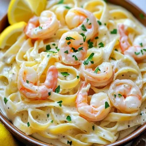 - 12 oz fettuccine pasta - 1 lb large shrimp, peeled and deveined - 4 tablespoons unsalted butter - 5 cloves garlic, minced - 1 cup grated Parmesan cheese - 1 teaspoon Italian seasoning - Salt and pepper to taste - Fresh parsley, chopped - Lemon wedges for serving This dish is all about simple yet tasty ingredients. First, the fettuccine pasta. It has a lovely shape that holds sauce well. I choose large shrimp because they cook quickly and add great flavor. Butter is key for richness and a smooth sauce. Now, let’s talk about flavor. Garlic brings a strong, savory taste. I always use fresh garlic for the best flavor. Parmesan cheese makes the sauce creamy and adds a salty bite. Italian seasoning adds herbs that tie everything together. Don’t forget salt and pepper. They balance the flavors and make every bite pop. For garnish, I love using fresh parsley. It adds color and freshness. Lemon wedges are a must for serving. They add a bright touch that lifts the dish. Squeeze some juice over your plate for extra zing. 1. Start by melting 2 tablespoons of butter in a large pot over medium heat. 2. Add 5 cloves of minced garlic and sauté for about 1 minute. The garlic should smell good but not brown. 3. Now, add 1 pound of peeled and deveined shrimp to the pot. 4. Season the shrimp with salt, pepper, and 1 teaspoon of Italian seasoning. 5. Cook the shrimp for 2 to 3 minutes on each side. They should turn pink and opaque. 6. Once cooked, remove the shrimp from the pot and set them aside. 1. In the same pot, pour in 2 cups of heavy cream. Bring it to a gentle simmer. 2. Stir in the remaining 2 tablespoons of butter. Let it melt completely. 3. Gradually whisk in 1 cup of grated Parmesan cheese. Keep whisking until the sauce is smooth and creamy. 4. Make sure there are no lumps in your sauce. This will make it nice and velvety. 1. Add 12 ounces of fettuccine pasta to the creamy sauce. Stir it well to coat the pasta. 2. Ensure that the pasta is submerged in the sauce. This helps it cook evenly. 3. Cover the pot and let it simmer for about 10 to 12 minutes. Stir occasionally. 4. Cook until the pasta is al dente and has soaked up some sauce. 5. Finally, return the shrimp to the pot. Toss everything together until well mixed. 6. Adjust the seasoning with more salt and pepper if needed. This dish is not only quick to make, but it also delivers creamy goodness in every bite. Enjoy! - Alternatives to Parmesan cheese: If you do not have Parmesan, use Pecorino Romano. It adds a similar salty flavor. For a dairy-free option, try nutritional yeast. It gives a cheesy taste without dairy. - Shrimp substitutes: If shrimp is not available, you can use chicken breast or scallops. Both cook quickly and soak up flavors well. For a vegetarian option, use mushrooms or zucchini for a nice texture. - Tips for perfect shrimp: Cook shrimp until they turn pink and opaque. Avoid overcooking, as they can become tough. It usually takes about 2-3 minutes on each side. - Achieving creamy sauce consistency: Gradually whisk in the Parmesan cheese. This helps prevent lumps. Stir the sauce continuously until it is smooth. If the sauce is too thick, add a splash of pasta water to loosen it up. - Presentation ideas: Serve the shrimp Alfredo in deep bowls. Top with freshly chopped parsley for color. Add a squeeze of lemon juice on top. This brightens the flavors and makes the dish look elegant. - What to pair with the dish: Pair this dish with a simple green salad. A side of garlic bread also works well. For a drink, a glass of white wine complements the creamy sauce nicely. {{image_2}} You can boost the nutrition of your One-Pot Creamy Garlic Shrimp Alfredo by adding vegetables. Spinach or peas add color and nutrients. Just toss them in during the last few minutes of cooking. They will wilt fast, keeping their bright taste. Bell peppers can also bring a nice crunch. Slice them thin and add them when you cook the garlic. This adds a sweet flavor and a fun texture. If you want to change the protein, you have options. Chicken works great in this dish; just cut it into pieces. Cook it in the same way you do the shrimp. Scallops are another tasty choice. They cook quickly and add a different taste. For a vegetarian option, mushrooms can be a wonderful swap. They soak up the sauce well, giving a meaty feel without meat. To make your dish stand out, try some flavor twists. Adding lemon zest brightens the dish with a fresh taste. A little spice, like red pepper flakes, can add heat. Fresh herbs, such as basil or thyme, can also elevate the meal. Just sprinkle them in before serving. These small changes can take your creamy Alfredo to the next level. To store leftovers, let the dish cool to room temperature. Place it in an airtight container. This helps keep the flavors fresh. I recommend using glass containers. They prevent spills and are easy to clean. You can store the dish in the fridge for up to three days. The best way to reheat is on the stove over low heat. This keeps the creaminess intact. Stir often to avoid sticking. If the sauce gets too thick, add a splash of milk or cream. This helps refresh the texture and taste. For freezing, let the dish cool completely first. Then, place it in a freezer-safe container. Make sure to leave some space for expansion. It will stay good for up to three months. When ready to eat, thaw it in the fridge overnight. Reheat on low heat, adding milk as needed for a creamy finish. One-Pot Creamy Garlic Shrimp Alfredo can last for three to four days in the fridge. Store it in an airtight container to keep it fresh. Make sure to let it cool before sealing to avoid condensation. If you want to extend its life, consider freezing it. Yes! You can use various pasta shapes like penne, farfalle, or even spaghetti. The key is to adjust the cooking time based on the pasta type. Follow the package instructions for cooking times to ensure your pasta is just right. Absolutely! This recipe works well for meal prep. Cook it ahead and store it in individual containers. Just reheat on low heat to maintain its creamy texture. You can also double the recipe to have more servings ready for the week. You can serve this dish with a simple side salad, garlic bread, or steamed vegetables. A fresh green salad adds a nice crunch and balances the meal. Garlic bread complements the creamy sauce perfectly, making it a satisfying dinner. In this post, we explored a tasty One-Pot Creamy Garlic Shrimp Alfredo. We covered key ingredients like shrimp, butter, and Parmesan cheese. I shared step-by-step instructions for cooking, along with tips for perfecting the dish. We also looked at variations, storage, and answers to common questions. Cooking is fun and creative. Try different ingredients to make this dish your own. Enjoy inviting family and friends to share your delicious creation!