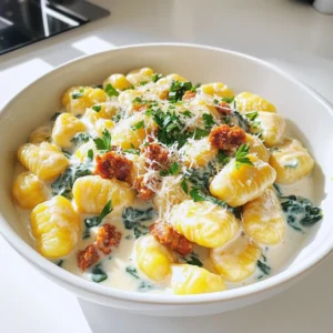 - 1 pound potato gnocchi - 8 ounces chorizo sausage, casings removed - 1 cup heavy cream - 1 cup fresh spinach, roughly chopped - ½ cup grated Parmesan cheese - 2 cloves garlic, minced - 1 teaspoon smoked paprika - 1 tablespoon olive oil - Salt and pepper to taste - Fresh parsley, chopped (for garnish) When making creamy chorizo gnocchi, you need quality ingredients. Start with 1 pound of potato gnocchi. This gives a soft and fluffy texture. Next, use 8 ounces of chorizo sausage, which adds a spicy kick. Be sure to remove the casings for easy cooking. You’ll need 1 cup of heavy cream to create that rich, creamy sauce. The cream blends well with the gnocchi and chorizo. For freshness, include 1 cup of roughly chopped spinach. It not only brightens the dish but adds nutrients too. Add ½ cup of grated Parmesan cheese for a cheesy flavor. You can also sprinkle more on top for serving. Minced garlic and 1 teaspoon of smoked paprika boost the taste. They pair well with the chorizo. Use 1 tablespoon of olive oil for cooking the sausage. Finally, season with salt and pepper to taste. Fresh parsley, chopped, makes a lovely garnish. It adds color and freshness to your dish. Enjoy cooking with these simple yet flavorful ingredients! First, you need to boil a large pot of salted water. Once boiling, add 1 pound of potato gnocchi. Cook them until they float, which takes about 2-3 minutes. This floating means they are ready. After that, drain the gnocchi and set them aside for later. Next, grab a large skillet and heat 1 tablespoon of olive oil over medium heat. Add 8 ounces of chorizo sausage, breaking it up with a wooden spoon. Cook it until it is browned, about 4-5 minutes. This step gives the dish great flavor. To add more taste, add 2 cloves of minced garlic and 1 teaspoon of smoked paprika. Cook for another minute until you can smell the garlic. Now, lower the heat. Stir in 1 cup of heavy cream and 1 cup of roughly chopped fresh spinach. Let this mixture simmer gently for about 3-4 minutes until it thickens. This creamy sauce will coat the gnocchi perfectly. Finally, mix in the cooked gnocchi and ½ cup of grated Parmesan cheese. Stir well until everything is combined. Don't forget to season with salt and pepper to taste. Let it sit for a couple of minutes to thicken a bit more before serving. To ensure your gnocchi cooks just right, follow these steps: - Boil salted water: Start with a large pot of boiling salted water. - Watch for floating: Cook the gnocchi until they float to the top. This means they are done. - Avoid mushiness: Do not overcook the gnocchi. This keeps the texture firm and enjoyable. To boost the taste of your creamy chorizo gnocchi, consider these ideas: - Spices: Add a pinch of cayenne for heat or Italian herbs for freshness. - Quality ingredients: Always use good-quality chorizo and fresh spinach. The better the ingredients, the more flavor you get. Presentation is key to a great meal. Here are some tips: - Plating: Serve the creamy gnocchi in shallow bowls. This makes it look inviting. - Garnishing: Top with fresh parsley and extra Parmesan. A drizzle of olive oil adds a nice touch. {{image_2}} You can easily switch out chorizo in this recipe. Try Italian sausage for a milder flavor. It adds a nice taste, too. For a vegetarian option, mushrooms work great. They soak up all the creamy sauce. Tofu is another good choice. It adds protein and makes the dish hearty. If you want a lighter sauce, swap heavy cream for half-and-half or whole milk. This change lowers the fat, but still keeps it creamy. You can also add different cheeses. Goat cheese adds a tangy flavor. Cream cheese can make it extra rich. Just mix in what you like best. Adding seasonal vegetables can boost the dish. Think about zucchini or bell peppers. They add color and nutrition. If you don’t have spinach, try kale or arugula. Both give a nice crunch and flavor. Just chop them and toss them in with the sauce. To keep your creamy chorizo gnocchi fresh, store leftovers in the fridge. Place the gnocchi in an airtight container. Make sure to cool it first to avoid steam build-up. Use glass or plastic containers that seal well. When you want to enjoy your leftovers, reheat gently. The best method is to use a skillet over low heat. Add a splash of cream or water to restore the sauce's creaminess. Stir often to avoid sticking. This will help keep the texture nice. You can freeze creamy chorizo gnocchi, but it's best to do so before adding the cream. To freeze, place cooked gnocchi and chorizo in a freezer-safe bag. Squeeze out the air and seal tightly. When you want to eat it, thaw in the fridge overnight. Reheat and then add the cream for the best flavor and texture. To cook gnocchi, use these simple steps: - Boil a large pot of salted water. - Add the gnocchi to the water and wait. - When they float, they are done. - Drain them well and set aside. You can also sauté gnocchi for extra flavor. Heat a skillet with olive oil. Add cooked gnocchi and cook until golden brown. This adds a nice crisp texture. Yes, you can make creamy chorizo gnocchi ahead. Cook the gnocchi and chorizo as usual. Store them in a sealed container in the fridge. Reheat gently on the stove. You may need to add a splash of cream to keep it creamy. Pair creamy chorizo gnocchi with a fresh salad. A simple green salad works well. Consider a light vinaigrette to balance the dish. For wine, a light red like Pinot Noir is a great match. It complements the chorizo's spice and the gnocchi's creaminess. This blog post guided you through making creamy chorizo gnocchi. We covered ingredients, step-by-step cooking, and tips for perfect results. You learned variations to suit different tastes and how to store leftovers. Remember, quality ingredients and proper techniques matter. Enjoy crafting this dish for friends and family. Your kitchen adventure with gnocchi can be delicious and fun!