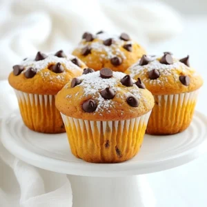 - 1 cup canned pumpkin puree - ½ cup vegetable oil - ½ cup brown sugar - ½ cup granulated sugar - 2 large eggs - 1 teaspoon vanilla extract - 1 ½ cups all-purpose flour - 1 teaspoon baking soda - 1 teaspoon baking powder - 1 teaspoon ground cinnamon - ½ teaspoon ground nutmeg - ½ teaspoon ground ginger - ¼ teaspoon salt - 1 cup semi-sweet chocolate chips - ½ cup chopped walnuts (optional) - Muffin tin - Mixing bowls - Whisk and spatula - Toothpick The ingredients for these muffins create a warm, sweet treat. Canned pumpkin puree gives moisture and pumpkin flavor. Vegetable oil keeps the muffins soft. Brown and granulated sugars add sweetness and depth. You need two large eggs for binding. Vanilla extract adds a lovely aroma. The dry mix includes all-purpose flour, baking soda, and baking powder for rise. Spices like cinnamon, nutmeg, and ginger bring warmth and flavor. Salt balances the sweetness. Chocolate chips are a must for that sweet touch. If you like a nutty crunch, add walnuts. Each ingredient plays a role in making these muffins rich and delicious. - Preheat oven to 350°F (175°C). - Line muffin tin with paper liners or grease it with cooking spray. - In a large bowl, whisk together: - 1 cup canned pumpkin puree - ½ cup vegetable oil - ½ cup brown sugar - ½ cup granulated sugar - 2 large eggs - 1 teaspoon vanilla extract Mix until smooth and well combined. - In another bowl, sift together: - 1 ½ cups all-purpose flour - 1 teaspoon baking soda - 1 teaspoon baking powder - 1 teaspoon ground cinnamon - ½ teaspoon ground nutmeg - ½ teaspoon ground ginger - ¼ teaspoon salt - Gradually mix dry ingredients into the wet mixture. - Stir gently until just combined. - Fold in: - 1 cup semi-sweet chocolate chips - ½ cup chopped walnuts (optional) - Fill each muffin cup about ⅔ full with the batter. - Bake in the preheated oven for 18-22 minutes. - Check doneness with a toothpick; it should come out clean. - Remove muffins from oven and cool in the pan for 5 minutes. - Transfer muffins to a wire rack to cool completely. - Do not over-mix the batter: Mixing too much makes muffins tough. Stir gently until just combined. This keeps them light and fluffy. - Use room temperature ingredients: Bring your eggs and pumpkin to room temp. This helps the batter mix better and rise nicely. - Add powdered sugar on top for presentation: Dusting the tops makes them look fancy. It adds sweetness too. - Serve with cream cheese spread: A rich cream cheese spread takes these muffins to the next level. It’s a perfect pairing. - Different types of chocolate: You can use dark, milk, or white chocolate. Each type adds its own flavor twist. - Substitute spices or add extras: Try adding dried fruit or swap in your favorite spices. This keeps the recipe fresh and exciting. {{image_2}} You can make these muffins healthier with simple swaps. - Substitute half of the oil with applesauce. This keeps moisture while cutting fat. - Use whole wheat flour instead of all-purpose flour. This adds fiber and nutrients. Want to add a twist to your muffins? Here are some ideas: - Add a pinch of cayenne for a spicy kick. This will surprise your taste buds! - Include lemon zest for added freshness. The bright flavor pairs well with pumpkin. If you have dietary needs, these adjustments work well: - For a gluten-free option, use almond flour. It creates a rich, nutty flavor. - Make vegan muffins by substituting eggs with flaxseed meal. Mix 1 tablespoon of flaxseed with 2.5 tablespoons of water for each egg. To keep your muffins fresh, store them in an airtight container at room temperature. This helps them stay soft and tasty. If you plan to keep them longer than two days, refrigerate them. This keeps their flavor and texture intact. You can freeze these muffins easily. Start by freezing them in a single layer on a baking sheet. After they freeze solid, transfer them to a zip-top bag. This prevents them from sticking together. When you want to enjoy a muffin, thaw it at room temperature or warm it in the microwave for a cozy treat. These soft muffins are best eaten within three days for the best taste. If you freeze them, they can last up to three months. Enjoy them warm, and you'll love the rich pumpkin and chocolate flavor every time! Yes, but make sure it’s pureed and cooked properly. Fresh pumpkin gives a nice flavor. To prepare, cut the pumpkin, steam or bake it, and then blend until smooth. This adds a homemade touch to your muffins. Use a toothpick; it should come out clean when inserted. If there’s wet batter, bake them a bit longer. Trust your toothpick, as it is the best tool for checking! Absolutely! They are optional and can be left out if desired. If you prefer a nut-free muffin, just skip them. The muffins will still be delicious and moist. Ensure not to over-mix the batter to avoid density. Mix just until the flour disappears. Over-mixing can make your muffins tough. Gentle hands lead to fluffier muffins. Yes, adjust the baking time to about 10-15 minutes for mini muffins. They will bake faster, so keep an eye on them. Mini muffins are perfect for snacks or lunchboxes! This recipe combines simple ingredients and clear steps to make the best muffins. You learned to mix wet and dry items, ensuring great texture. We discussed tips to elevate your muffins, plus variations based on taste and diet. Remember, baking should be fun—experiment with flavors and enjoy! Store your muffins well, and they'll stay tasty longer. With these steps, you're set to bake delicious treats every time.