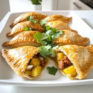 - 1 lb Mexican chorizo sausage - 1 medium onion, finely chopped - 2 cloves garlic, minced - 1 cup potatoes, peeled and diced - 1 teaspoon cumin - 1 teaspoon smoked paprika - Salt and pepper to taste The star of these empanadas is the Mexican chorizo sausage. Its bold flavor brings warmth and spice to each bite. I always use fresh chorizo, which has a rich, savory taste. Next, I add onion and garlic for depth. They create a lovely aroma and enhance the overall taste. Diced potatoes make the filling hearty and satisfying. Seasonings like cumin and smoked paprika add layers of flavor. A pinch of salt and pepper brings everything together. - 1 package (2 sheets) refrigerated pie crusts - Homemade empanada dough You can choose between quick refrigerated pie crust or make homemade dough. Refrigerated crust saves time and works well. It rolls out easily and creates flaky layers. If you want to make your dough, it gives a more personal touch. Homemade dough can be tailored to your taste. It’s fun to create a unique texture and flavor. - ½ cup fresh cilantro, chopped - 1 egg, beaten (for egg wash) - Cooking oil for frying Garnishes can elevate your empanadas. Fresh cilantro adds brightness and a pop of color. An egg wash gives a beautiful golden finish to baked empanadas. If you prefer frying, use cooking oil to achieve a crispy exterior. These small touches make a big difference! 1. Cooking chorizo: Begin by heating a skillet over medium heat. Add 1 pound of Mexican chorizo sausage. Cook it for about 5 minutes. Use a spoon to break it apart as it cooks until it browns. 2. Adding onion and garlic: Next, add 1 medium onion, finely chopped, and 2 cloves of minced garlic. Stir these in for about 3 to 4 minutes. You want the onion to be soft and fragrant. 3. Incorporating potatoes and seasonings: Now, add 1 cup of peeled and diced potatoes. Mix in 1 teaspoon of cumin and 1 teaspoon of smoked paprika. Season with salt and pepper to taste. Stir well. Cover the skillet and cook for about 10 minutes. If the mixture seems dry, splash in a little water. Stir occasionally until the potatoes are tender. Once done, add ½ cup of chopped fresh cilantro. Adjust the seasoning if needed. Remove the filling from heat and let it cool slightly. 1. Rolling out pie crust: If you use store-bought pie crust, unroll the dough. If you prefer homemade, roll it out on a floured surface. Aim for a thin layer. 2. Cutting dough into circles: Use a biscuit cutter or knife to cut circles about 3 to 4 inches in diameter. Gather any scraps and roll them out again to cut more circles. 1. Filling and sealing technique: Take one dough circle. Place about 1 tablespoon of the chorizo filling on one half. 2. Ensuring a proper seal: Fold the other half of the dough over the filling. Press the edges together to seal. Use a fork to crimp the edges. This helps keep the filling inside. Repeat this until you use all the dough and filling. 1. Frying instructions: If you choose to fry, heat oil in a deep skillet over medium heat. Fry the empanadas in batches for about 3 to 4 minutes per side. They should be golden brown. Transfer them to a paper towel-lined plate to drain any excess oil. 2. Baking instructions: For baking, preheat your oven to 400°F (200°C). Place the filled empanadas on a baking sheet lined with parchment paper. Brush the tops with a beaten egg for a shiny finish. Bake for 18 to 20 minutes until golden brown. To avoid soggy dough, handle your filling carefully. Ensure it isn't too wet before sealing. If it's too moist, it can make the dough soggy. To ensure even cooking, keep the empanadas the same size. This helps them cook evenly. Adjust spices to taste by starting with less. You can always add more flavor later. You can change the filling for different tastes. Try ground beef or black beans for a twist. For a spicier kick, add jalapeños or chili powder. Mix in cheese for a creamy texture. You can also add more herbs for freshness. If you have leftover chorizo filling, don't waste it! Use it in tacos, burritos, or on top of nachos. You can also add it to scrambled eggs for breakfast. Store any leftover filling in the fridge. Use it within three days for the best flavor. {{image_2}} You can easily make vegetarian empanadas. Start by replacing the chorizo with plant-based sausage. There are many great brands available. You can also use black beans or lentils as a filling. Adding vegetables like bell peppers, zucchini, or mushrooms gives more flavor. You can mix in spices like cumin and smoked paprika for depth. This creates a filling that is both tasty and hearty. Mixing flavors can take your empanadas to the next level. Try adding cheese for a creamy texture. Queso fresco or shredded mozzarella works well. Beans are another great addition. They add protein and make the filling more filling. For a twist, think sweet and savory. You can add some diced apples or pears. This gives a nice contrast to the spices in the chorizo. Empanadas differ across Mexico. In some regions, they use corn masa instead of dough. These empanadas can be thicker and chewier. Other places add unique ingredients like olives or raisins. When we compare to Latin American styles, they also vary. For example, Argentinian empanadas often have beef or chicken. Each region has its own twist, making empanadas a fun dish to explore. After you make your empanadas, let them cool. Then, store them in the fridge. Place them in an airtight container. They will stay fresh for about 3 to 4 days. If you want to keep them longer, freeze them. To freeze, wrap each empanada in plastic wrap. Then, place them in a freezer bag. This helps prevent freezer burn. You can freeze them for up to 3 months. When you are ready to eat them, thaw in the fridge overnight. To reheat empanadas, the oven is best. Preheat your oven to 350°F (175°C). Place empanadas on a baking sheet. Heat them for about 10 to 15 minutes. This keeps them crispy and warm. If you want a quick method, use the microwave. But be careful, as this can make them soggy. Heat for 30 seconds first, then check. If they are not warm enough, heat in 10-second bursts. This way, you keep the flavors intact. Yes, you can make empanadas ahead of time. Here are some tips: - Prepare the filling: You can cook the chorizo filling and store it in the fridge for up to three days. - Make the empanadas: Assemble the empanadas and place them on a baking sheet. - Freezing: If you want to freeze them, do not cook them first. Instead, freeze the uncooked empanadas on the baking sheet. Once frozen, transfer them to a freezer bag. - Cooking: When you're ready, cook them straight from the freezer. You might need to add a few extra minutes to the cooking time. Mexican chorizo empanadas pair well with various sides and sauces: - Salsa: Fresh salsa adds zest and flavor. - Guacamole: Creamy guacamole balances the spice. - Mexican crema: Use it for a rich and tangy dip. - Salad: A light salad can freshen up the meal. - Rice or beans: These make for a hearty side. To check if the empanadas are done, look for these signs: - Color: They should turn golden brown on the outside. - Texture: The dough should feel firm and not soggy. - Juices: If baked, cut one open to see if the filling is hot and bubbly. - Crispness: When fried, they should feel crisp on the outside. Yes, you can use store-bought dough. Here are some pros and cons: - Pros: Saves time and effort. You can find it in most grocery stores. - Cons: It may not taste as fresh as homemade dough. The texture can be different too. - Homemade: If you have time, making your own dough allows for a better flavor and texture. Empanadas are a fun and tasty dish, easy to make with simple ingredients. Start with chorizo and spices for flavorful filling. You can choose between store-bought dough or make your own. Seal the empanadas well to keep them juicy. Frying gives a crispy bite, while baking offers a lighter option. With tips for customization and storage, you can enjoy them anytime. Explore variations to suit any taste. Empanadas are not just meals; they are a way to get creative in the kitchen.