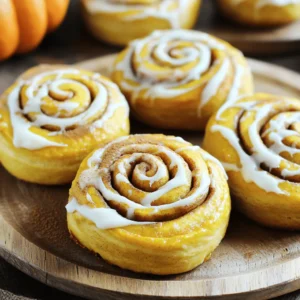 - 2 cups all-purpose flour - ¼ cup granulated sugar - ½ teaspoon salt - 1 tablespoon instant yeast - ½ teaspoon ground cinnamon - ¼ teaspoon ground nutmeg - ¼ teaspoon ground ginger - ¾ cup pumpkin puree - ¼ cup warm milk - 1 large egg - ¼ cup unsalted butter, melted - ½ cup packed brown sugar - 2 teaspoons cinnamon (for filling) - ½ cup cream cheese, softened - ½ cup powdered sugar - 1 teaspoon vanilla extract - 2 tablespoons milk (for cream cheese frosting) For best results, use standard measuring cups and spoons. This ensures accurate amounts. Use a kitchen scale if you have one. It helps with precision, especially with flour. Keep the butter unsalted to control salt levels in your rolls. Make sure the pumpkin puree is pure without added ingredients. You can swap all-purpose flour with whole wheat flour for a healthier option. If you need a gluten-free version, try a gluten-free flour blend. Coconut sugar can replace granulated sugar for a unique flavor. Almond milk works well instead of regular milk. If you don’t have cream cheese, ricotta can be a nice substitute. Start by grabbing a large mixing bowl. Whisk together these dry ingredients: - 2 cups all-purpose flour - ¼ cup granulated sugar - ½ teaspoon salt - 1 tablespoon instant yeast - ½ teaspoon ground cinnamon - ¼ teaspoon ground nutmeg - ¼ teaspoon ground ginger Mix these well until everything is combined. Next, take another bowl for the wet ingredients. Combine: - ¾ cup pumpkin puree - ¼ cup warm milk - 1 large egg - ¼ cup melted unsalted butter Stir these until smooth. Gradually add the wet mix to the dry mix. Stir until a dough forms. Now, turn the dough onto a floured surface. Knead it for about 5-7 minutes. You want it smooth and elastic. Place the dough in a greased bowl. Cover it with a kitchen towel. Let it rise in a warm place for about 1 hour, or until it doubles in size. After the dough has risen, punch it down gently. Roll it out into a rectangle, about ¼ inch thick. Spread brown sugar evenly over the dough. Sprinkle 2 teaspoons of cinnamon on top. Now, roll the dough tightly into a log, starting from one end. Pinch the seams to seal it well. Cut the log into 12 equal pieces. Place them in a greased baking dish. Cover these rolls with a towel. Let them rise again for 30 minutes. Preheat your oven to 350°F (175°C). Bake the rolls for 20-25 minutes. They should be golden brown when done. While the rolls bake, prepare the cream cheese frosting. In a bowl, mix: - ½ cup softened cream cheese - ½ cup powdered sugar - 1 teaspoon vanilla extract - 2 tablespoons milk Stir until the mixture is smooth and creamy. Once the rolls are baked, let them cool slightly. Then, drizzle the cream cheese frosting on top. Enjoy these soft, sweet treats! To make great pumpkin cinnamon rolls, focus on the dough. Use all-purpose flour for the best result. Make sure to knead the dough for 5-7 minutes. This helps it become smooth and elastic. If the dough feels too sticky, add a little more flour. Aim for a soft, pliable dough that holds its shape. If you want to speed up the rising, try a warm spot in your kitchen. You can turn on the oven to its lowest setting for a few minutes. Then, turn it off and place the dough inside. Cover it with a towel. This can cut the rising time in half. Another trick is to place a bowl of hot water next to the dough. The steam helps the dough rise faster. Serve your pumpkin cinnamon rolls warm for the best taste. Drizzle the cream cheese frosting right before serving. You can add a sprinkle of cinnamon on top for extra flair. These rolls pair well with coffee or tea. For a fun twist, serve them with apple cider or a scoop of vanilla ice cream. Enjoy! {{image_2}} You can make your pumpkin cinnamon rolls even better by adding nuts or chocolate chips. Chopped pecans or walnuts add a nice crunch. Use about ½ cup of nuts. If you prefer chocolate, use semi-sweet chocolate chips. They will melt slightly and add richness. Mix them into the filling before rolling up the dough. This gives you a sweet surprise in every bite. If you need gluten-free rolls, you can swap the all-purpose flour. Use a gluten-free flour blend instead. Make sure it has xanthan gum for the right texture. Follow the same steps in the recipe. Keep an eye on the baking time. Gluten-free dough may need a few extra minutes to cook through. Enjoy the same great flavor without gluten! You can change up the cream cheese frosting to match your taste. For a hint of spice, add a pinch of ground cinnamon or nutmeg. For a citrus twist, mix in some lemon or orange zest. This brightens the flavor and pairs well with pumpkin. To make it richer, add a tablespoon of maple syrup. It gives a wonderful depth to the frosting. Try out these variations for a fun twist! To keep your pumpkin cinnamon rolls fresh, place them in an airtight container. This will help them stay soft and tasty. You can also wrap them tightly in plastic wrap. Store the rolls at room temperature for up to three days. If you want to keep them longer, consider freezing them. Freezing your pumpkin cinnamon rolls is easy! First, let the rolls cool completely. Then, place them on a baking sheet. Freeze them for about an hour until solid. Once frozen, transfer the rolls to a freezer-safe bag or container. They can last in the freezer for up to three months. When you are ready to enjoy them, you can thaw them overnight in the fridge. To reheat your pumpkin cinnamon rolls, preheat your oven to 350°F (175°C). Place the rolls on a baking sheet and cover them with foil. Heat for about 10-15 minutes. This helps the rolls stay moist. You can also microwave them for 15-20 seconds for a quick warm-up. Don’t forget to add some cream cheese frosting on top for extra flavor! Yes, you can make pumpkin cinnamon rolls ahead of time. Prepare the dough up to the first rise. After the dough rises, roll it out and cut the rolls. Place them in a greased dish, cover with plastic wrap, and keep in the fridge overnight. The next day, let them rise for 30 minutes before baking. This saves time and gives you fresh rolls in the morning. You can tell pumpkin cinnamon rolls are done by looking for a golden brown color. The edges should also be firm. If you tap the top, it should sound hollow. For an exact check, use a toothpick. Insert it into the center; if it comes out clean, the rolls are ready. Pumpkin cinnamon rolls pair well with many items. Here are some tasty options: - Hot coffee or chai tea - A side of fresh fruit, like apples or pears - A dollop of whipped cream for extra sweetness - A sprinkle of chopped nuts for crunch You learned how to make delicious pumpkin cinnamon rolls. We covered the ingredients, including substitutes, and the step-by-step process. You now know tips for perfect dough and creative variations. Storing leftovers is easy with the right methods. Enjoy these treats warm or with a twist. Remember, baking is about having fun and experimenting! Your kitchen adventure awaits. Happy baking!