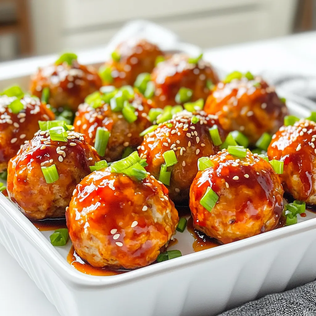 - 1 pound ground chicken - ½ cup breadcrumbs - ¼ cup grated Parmesan cheese - 2 tablespoons sweet chili sauce - 1 tablespoon soy sauce - 2 cloves garlic, minced - ½ teaspoon black pepper - ¼ teaspoon salt - 1 teaspoon minced ginger To make these tasty meatballs, gather your ingredients first. I love using ground chicken for its mild flavor. It mixes well with the breadcrumbs and Parmesan cheese, adding a nice texture. The sweet chili sauce is key. It brings a sweet and spicy kick to the dish. Soy sauce adds depth and a savory note. Minced garlic gives your meatballs a fresh taste. For seasoning, use black pepper and salt to balance the flavors. Minced ginger adds warmth and a unique twist. Each ingredient works together to create mouth-watering meatballs that everyone will love. Take time to mix everything well in a bowl. This ensures each bite is full of flavor. Trust me, the effort pays off! Mixing the ingredients Start by gathering all your ingredients. In a large bowl, mix the ground chicken, breadcrumbs, and grated Parmesan cheese. Add the chopped green onions, minced garlic, sweet chili sauce, soy sauce, minced ginger, black pepper, and salt. Use your hands or a spoon to mix everything well. Make sure all the ingredients blend perfectly. Preheating the air fryer While you mix, preheat your air fryer to 375°F (190°C). Preheating helps cook the meatballs evenly. This step is key for a nice, crispy outside. Shaping the meatballs Once mixed, shape the chicken mixture into golf ball-sized meatballs. Aim for 1 to 2 inches in diameter. Place them on a plate as you shape them. Make sure they are not touching each other. This spacing helps them cook better. Air frying process Lightly spray the air fryer basket with cooking spray. Place your meatballs in the basket, ensuring they have space around them. Cook the meatballs for 12 to 15 minutes. Halfway through, shake the basket to help them cook evenly. Check if they're golden brown and cooked inside. Resting the meatballs Once cooked, take the meatballs out of the air fryer. Allow them to rest for a couple of minutes. This helps keep them juicy. Presentation tips Serve the meatballs on a platter. Drizzle extra sweet chili sauce on top. Garnish with chopped green onions and sesame seeds for color. Enjoy them warm as a tasty appetizer or with rice for a main dish. To ensure even cooking, space the meatballs apart in the air fryer. This way, hot air can flow around them. Preheat your air fryer to 375°F (190°C) before cooking. Cook the meatballs for 12-15 minutes. Shake the basket halfway through to help them cook evenly. You can swap ground chicken for ground turkey for a lighter option. If you need gluten-free meatballs, use gluten-free breadcrumbs. These small changes keep the flavor while making the dish fit your needs. Boost the taste with extra spices. Try adding a pinch of cayenne for heat or paprika for smokiness. You can also use different sweet chili sauces. Some are sweeter, while others have a spicy kick. Experiment to find your favorite! {{image_2}} You can switch up the protein in these meatballs. Try using ground pork or beef for a different taste. You can also use ground turkey if you want a leaner option. For a vegetarian choice, use lentils or chickpeas. Just mash them well and mix with the other ingredients. If you want to make your own sweet chili sauce, mix sugar, vinegar, and red chili flakes. Heat this mix until the sugar melts. You can also try other sauces. Barbecue sauce or honey mustard works great as dipping sauces. These meatballs are great in many ways. Make a meatball sub by placing them in a roll with sauce and cheese. You can also use them as salad toppings. They add flavor and protein to your greens. Enjoy them any way you like! To keep your air fryer sweet chili chicken meatballs fresh, store them in the fridge. Place them in an airtight container. They will stay good for up to three days. For longer storage, you can freeze them. Pack them into freezer bags, removing as much air as possible. They will last up to three months in the freezer. When it’s time to enjoy your leftovers, use the air fryer for the best results. Preheat it to 350°F (175°C). Place the meatballs in the basket and heat for about 5-7 minutes. This method helps keep them juicy and warm. Avoid using the microwave, as it can make them dry and tough. Batch cooking is a great way to save time. Make a double batch of meatballs on the weekend. Store some in the fridge and freeze the rest. You can add these meatballs to salads, pasta, or rice dishes. They are also perfect for sandwiches or wraps. This way, you always have a quick meal ready to go! I recommend cooking air fryer meatballs for 12-15 minutes at 375°F (190°C). Check them halfway through and shake the basket for even cooking. When they are golden brown and cooked through, they are ready to eat. Yes, you can use frozen ground chicken. Just make sure to thaw it before mixing. If you cook from frozen, add a few extra minutes to the cooking time. Always check the internal temperature to ensure it's safe. Sweet chili chicken meatballs pair well with many sides. Here are some ideas: - Steamed rice - Quinoa salad - Roasted vegetables - Fresh cucumber salad - Noodles with soy sauce This article shared how to create tasty sweet chili chicken meatballs. You learned the key ingredients, from ground chicken to parmesan cheese. I walked you through preparation, cooking, and serving steps to get delicious results. We explored tips for even cooking and ingredient swaps for flavor. In summary, making these meatballs is easy and fun. You can impress friends or family with your new skills. Now, go enjoy your sweet chili meatballs, and don’t be afraid to experiment!